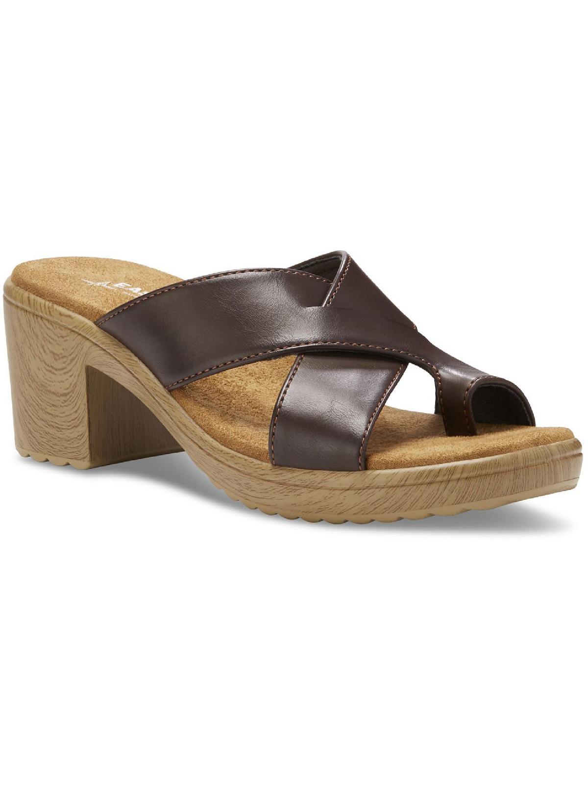 Shop Eastland Liza Womens Faux Leather Criss-cross Front Heel Sandals In Brown