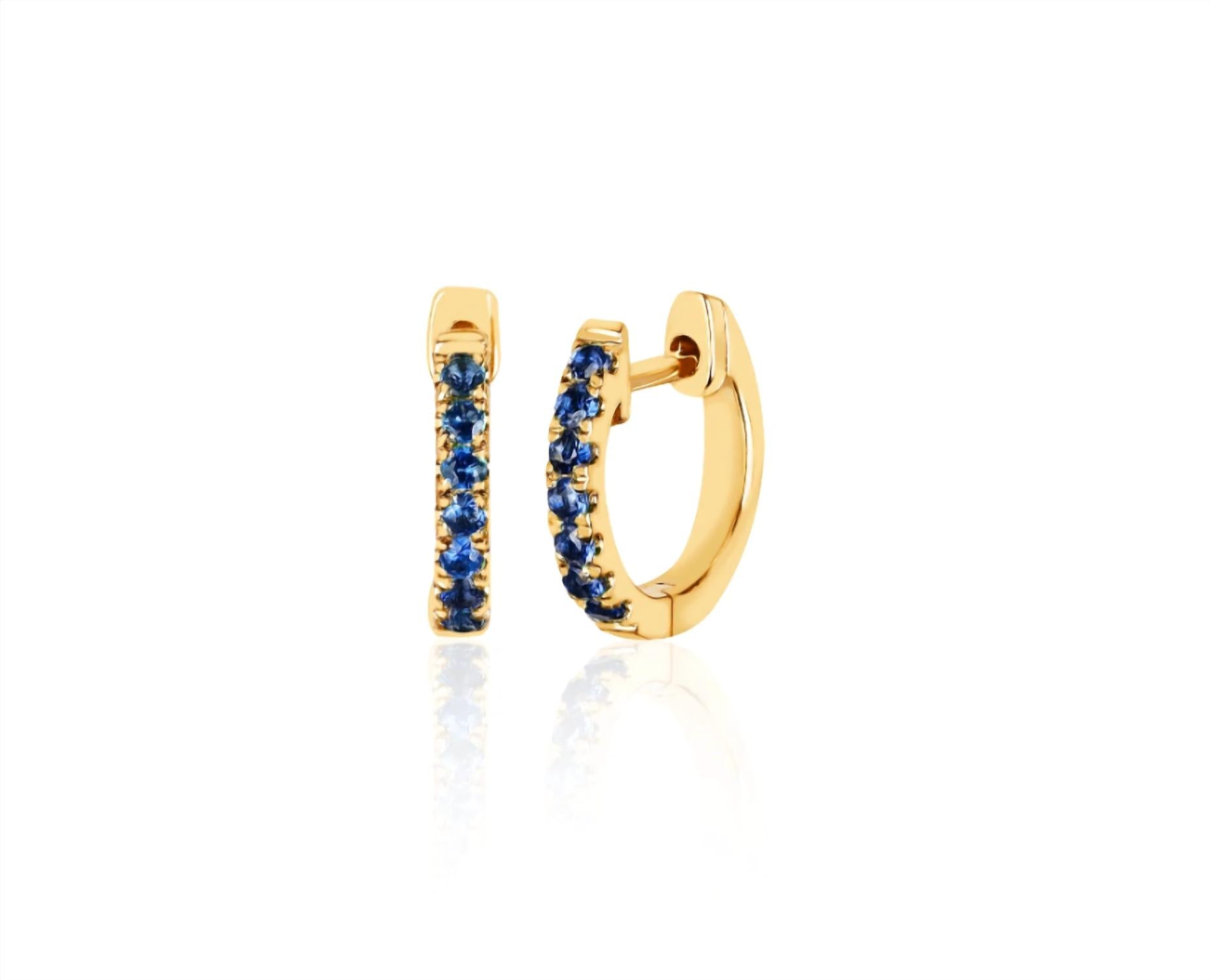 Ef Collection Gemstone Mini Huggie Earring In Sapphire In Gold