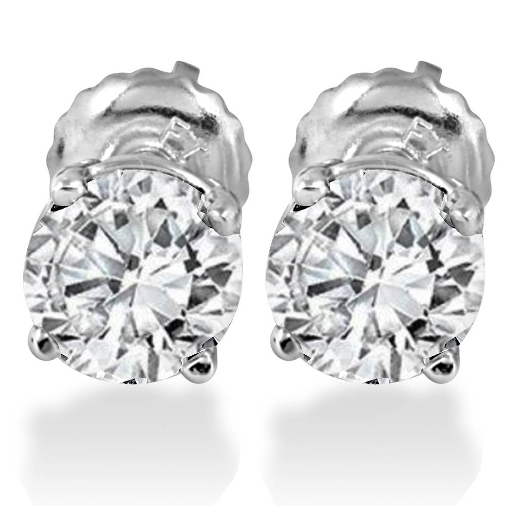 Pompeii3 1.25ct Lab Grown Diamond Studs Screw Back 14k White Gold In Neutral