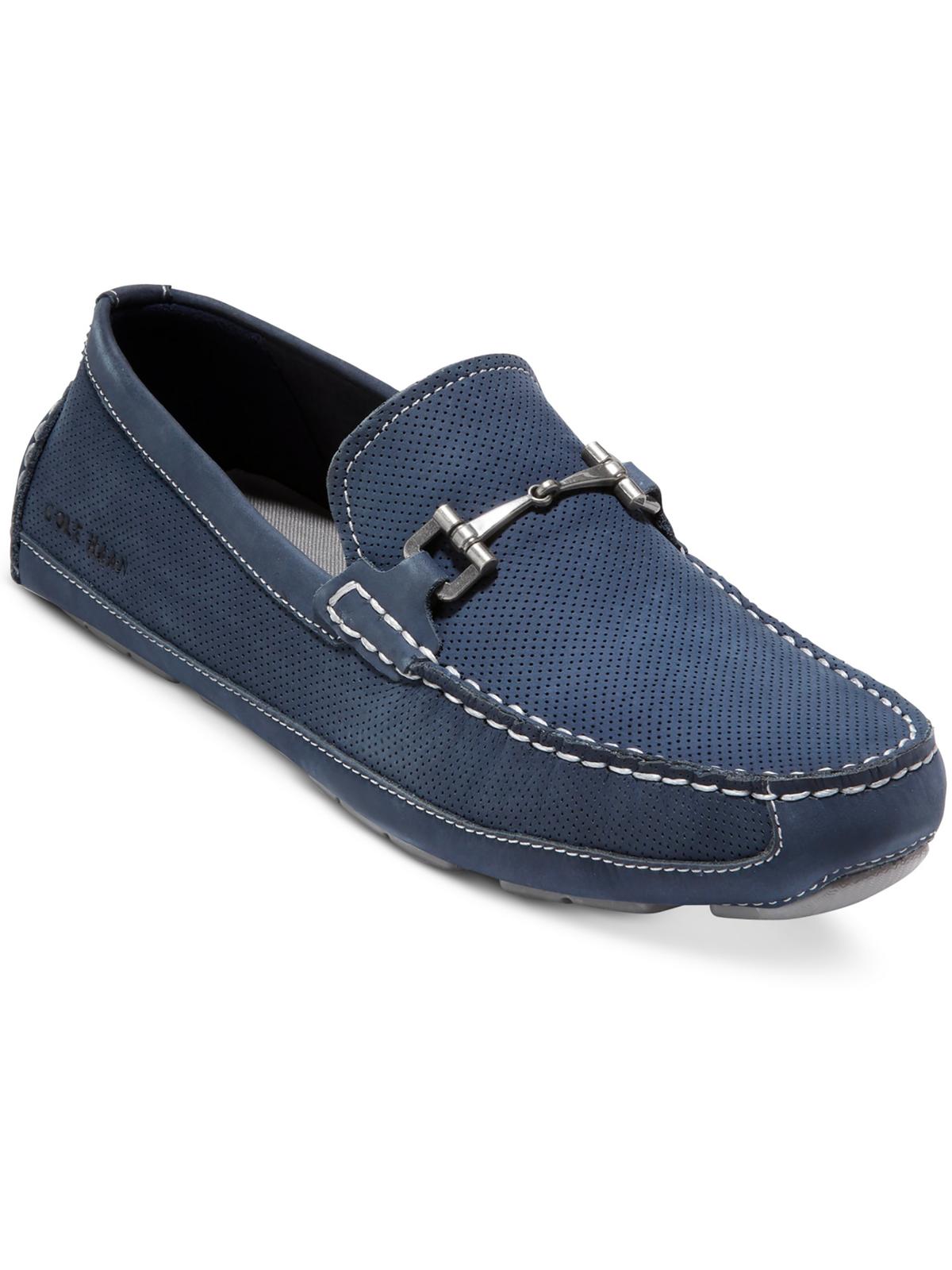 Cole Haan Wyatt Bit Driver Mens Faux Suede Slip On Loafers In Blue