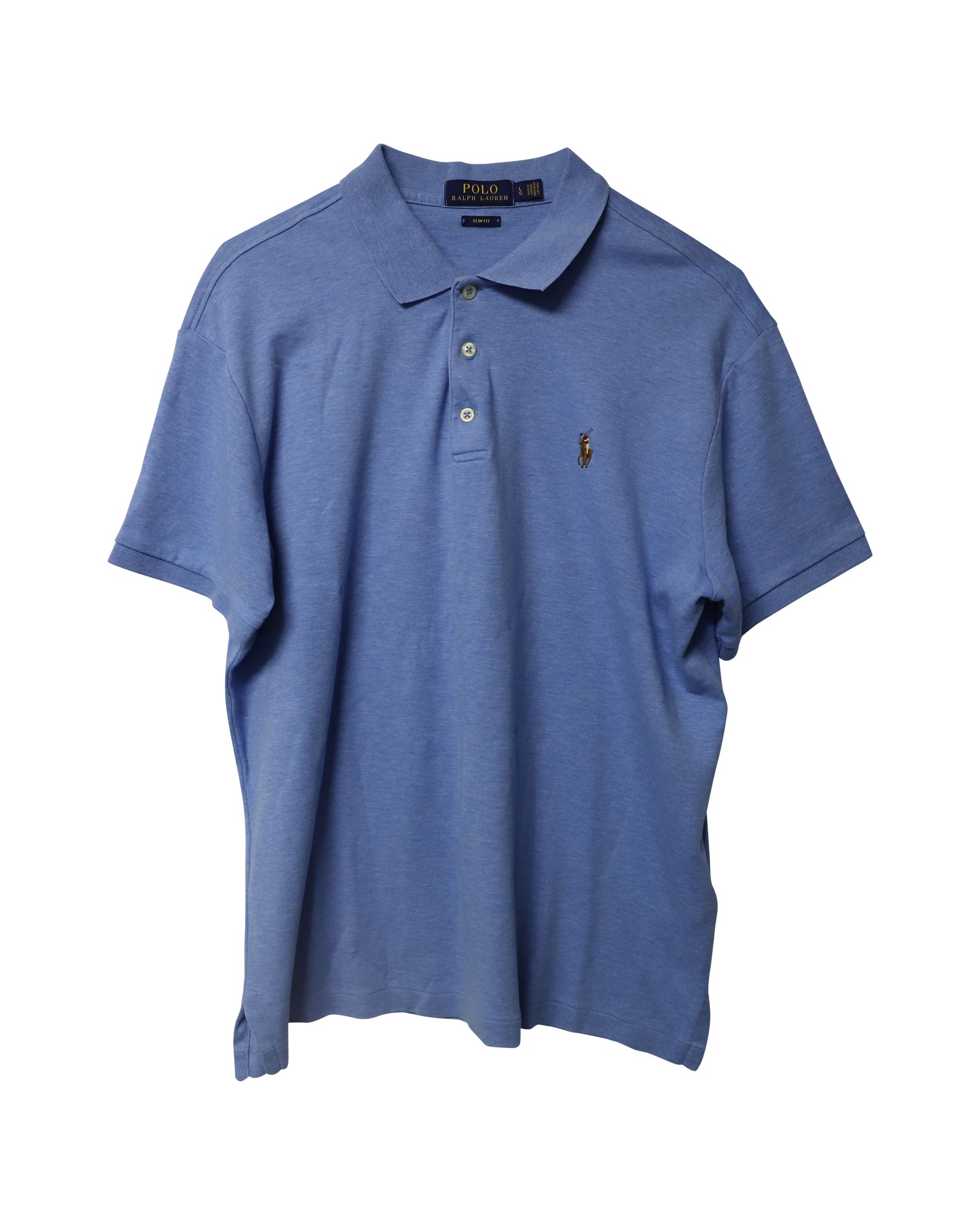 image of Ralph Lauren Slim Fit Polo T-Shirt in Blue Cotton