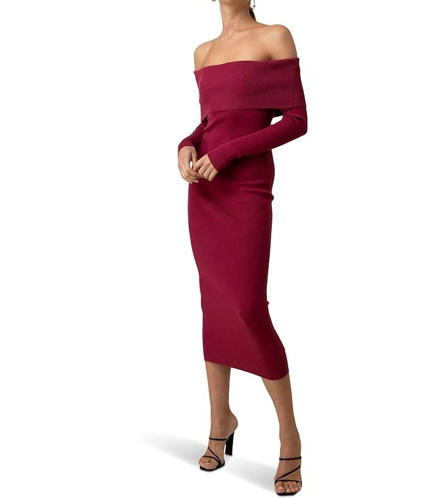 Line And Dot Heart Struck Midi Dress In Burgundy In White