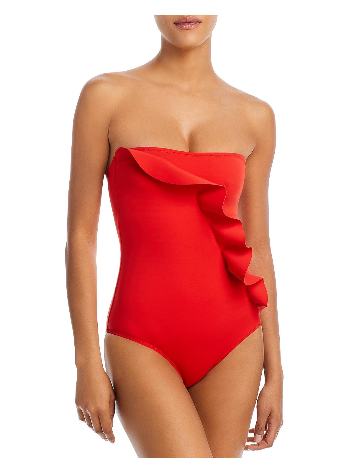Evarae Womens Ruffled Nylon One-piece Swimsuit In Multi