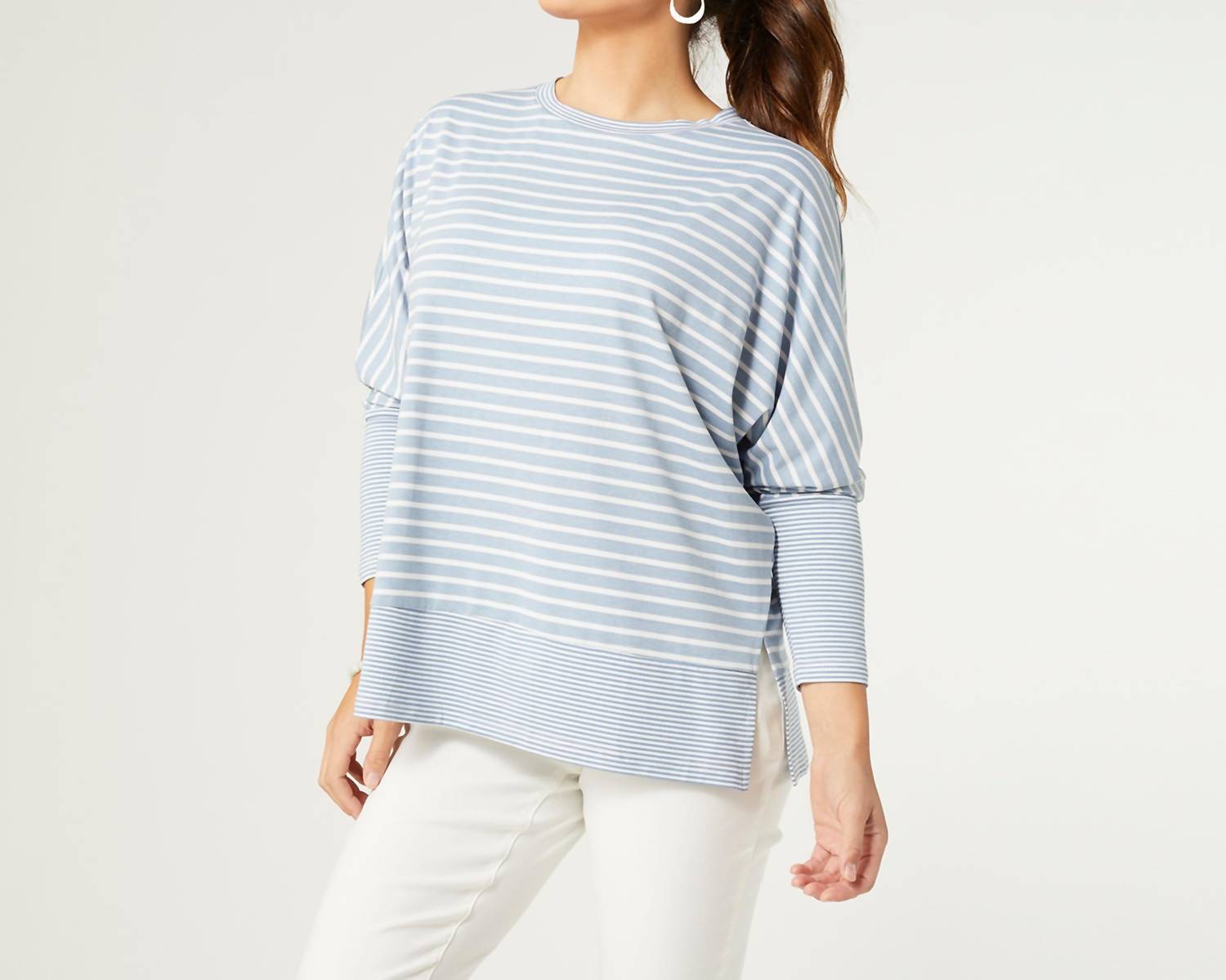 Coco + Carmen Calla Striped Dolman Top In Blue