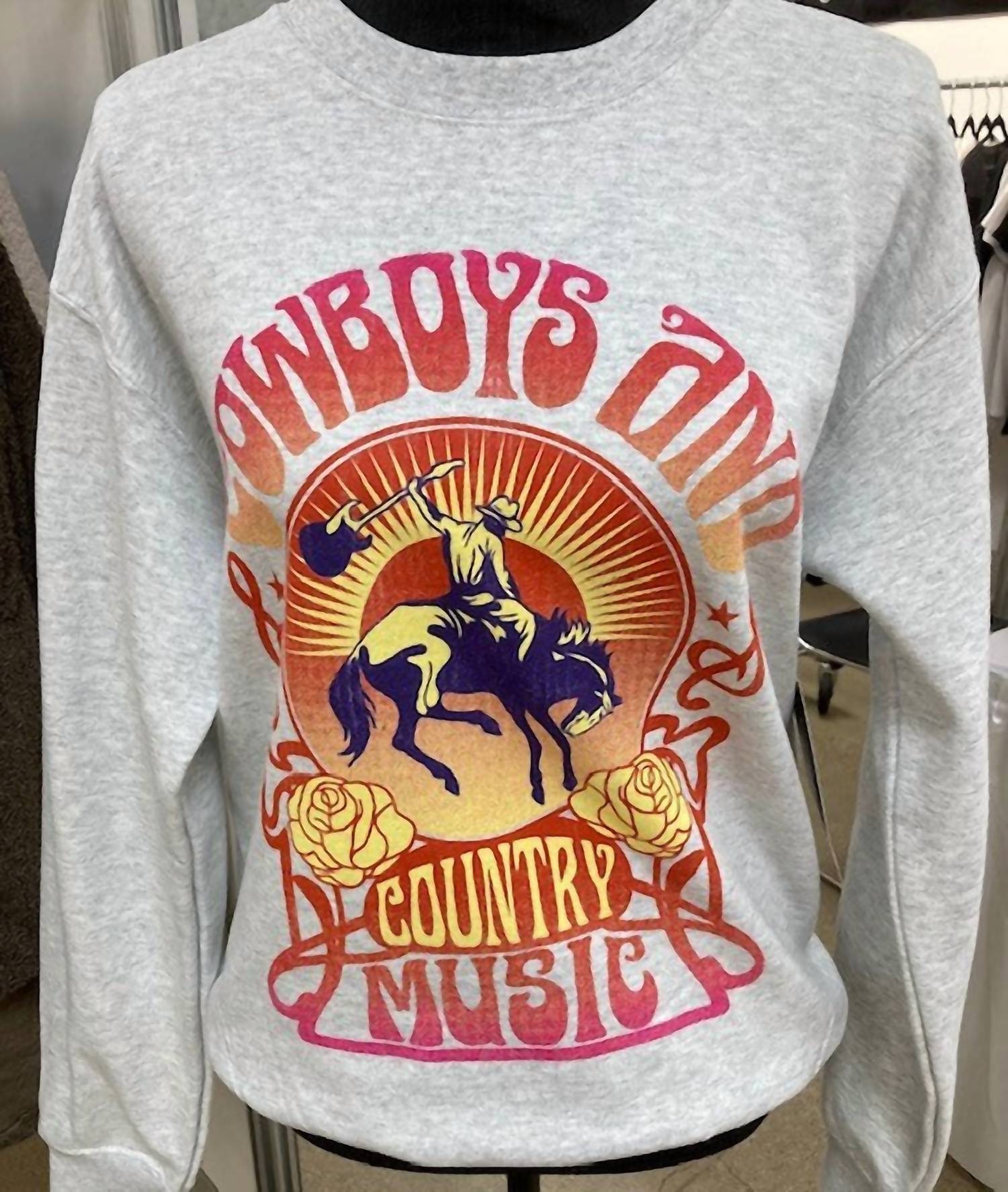 Shop Prince Peter Women's Cowboys & Music Sweatshirt In Grey In White