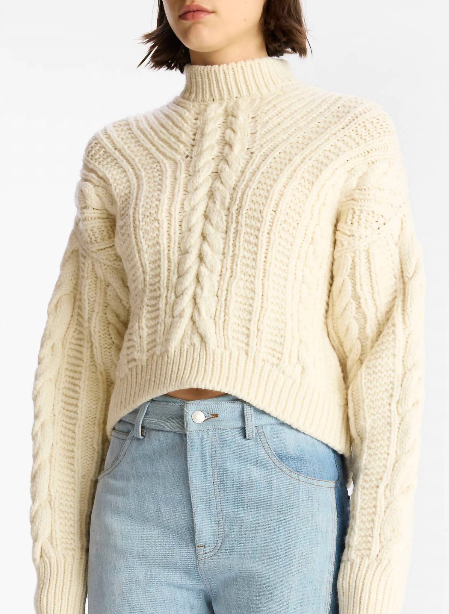 Shop A.l.c Shelby Cable Knit Sweater In Natural In Beige
