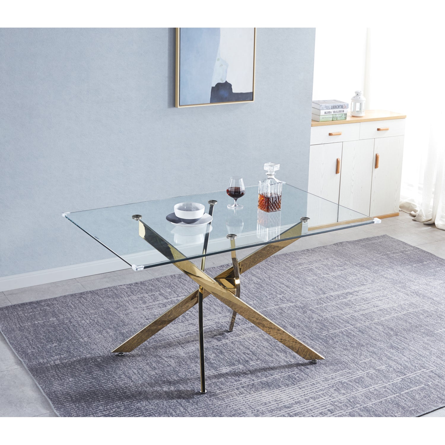 Streamdale Modern Glass Dining Table with Chrome Base