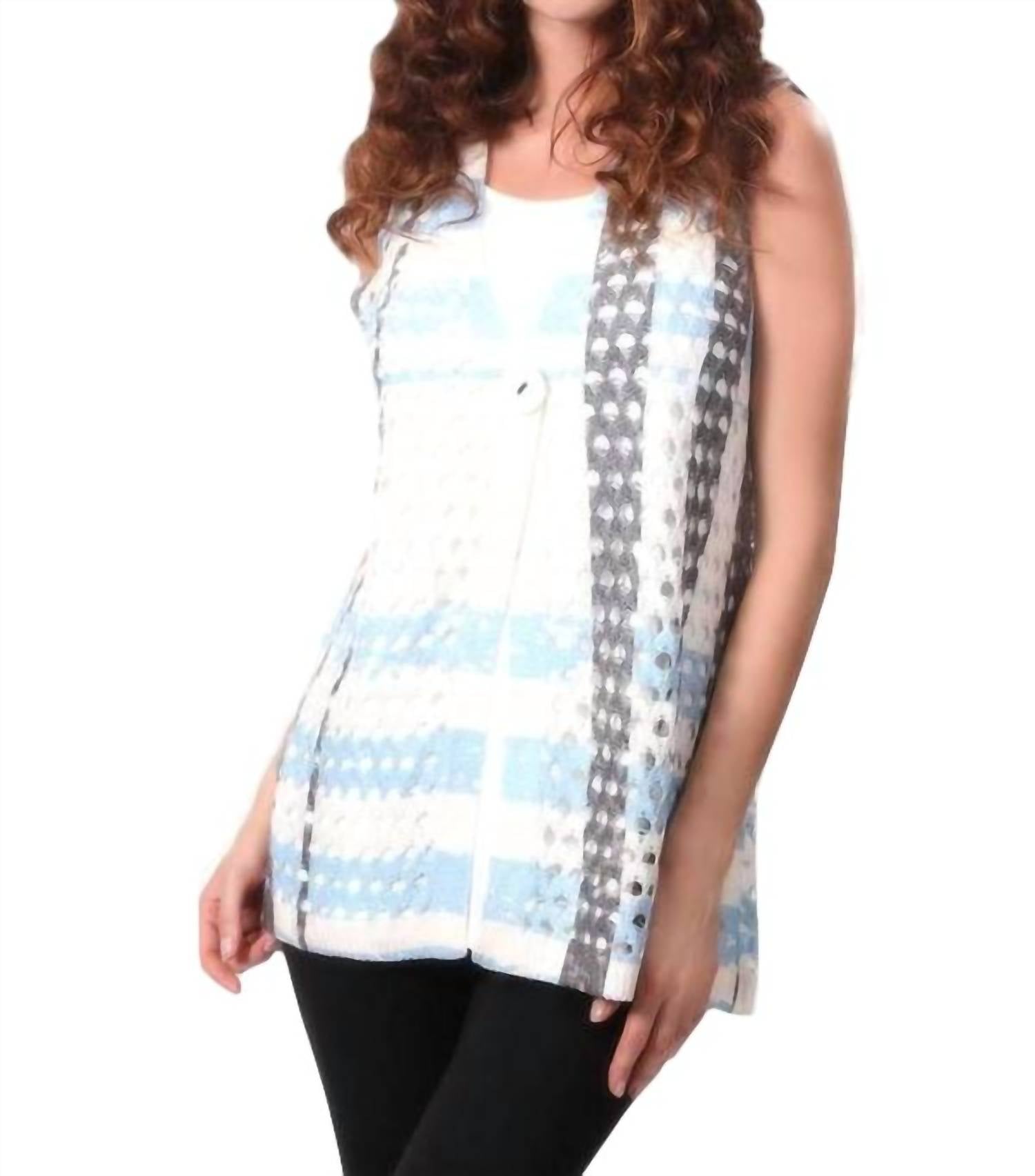 Shop Angel Open-weave On The Grid Vest In White/turquiose In Blue
