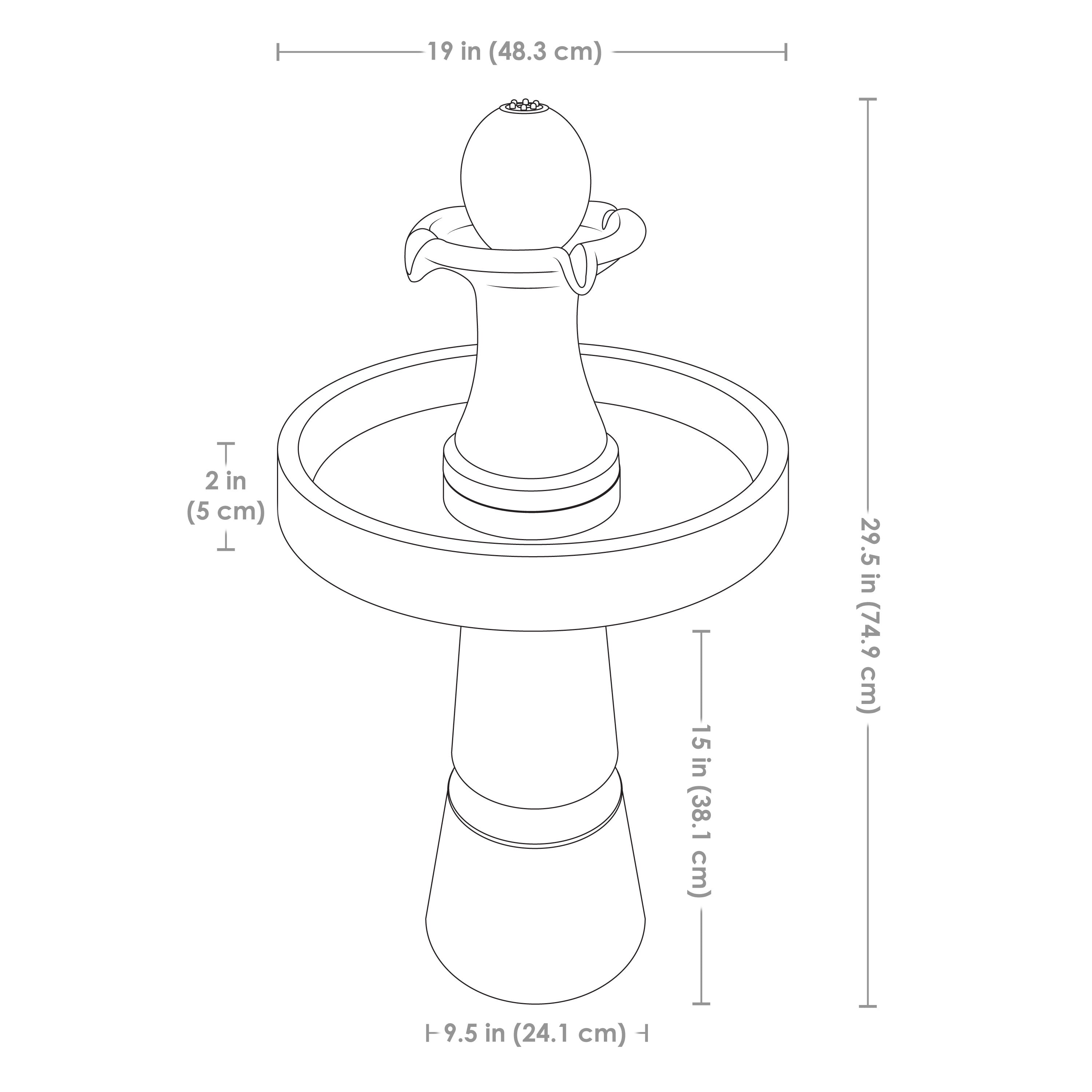 Sunnydaze 29.5" H Contemporary 2-Tone Outdoor Water Fountain with Light