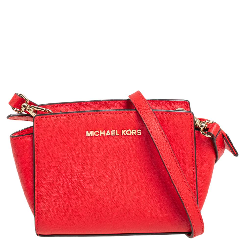 MICHAEL KORS SAFFIANO LEATHER MINI SELMA CROSSBODY BAG