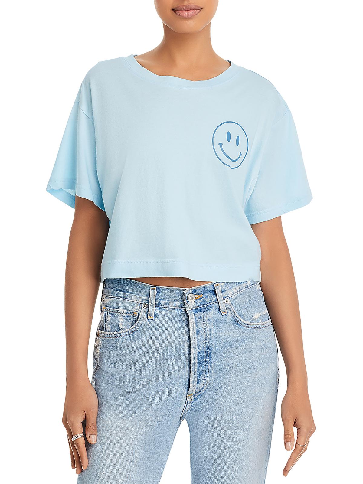 Ocean Drive Womens Cotton Cropped Graphic T-shirt In Blue