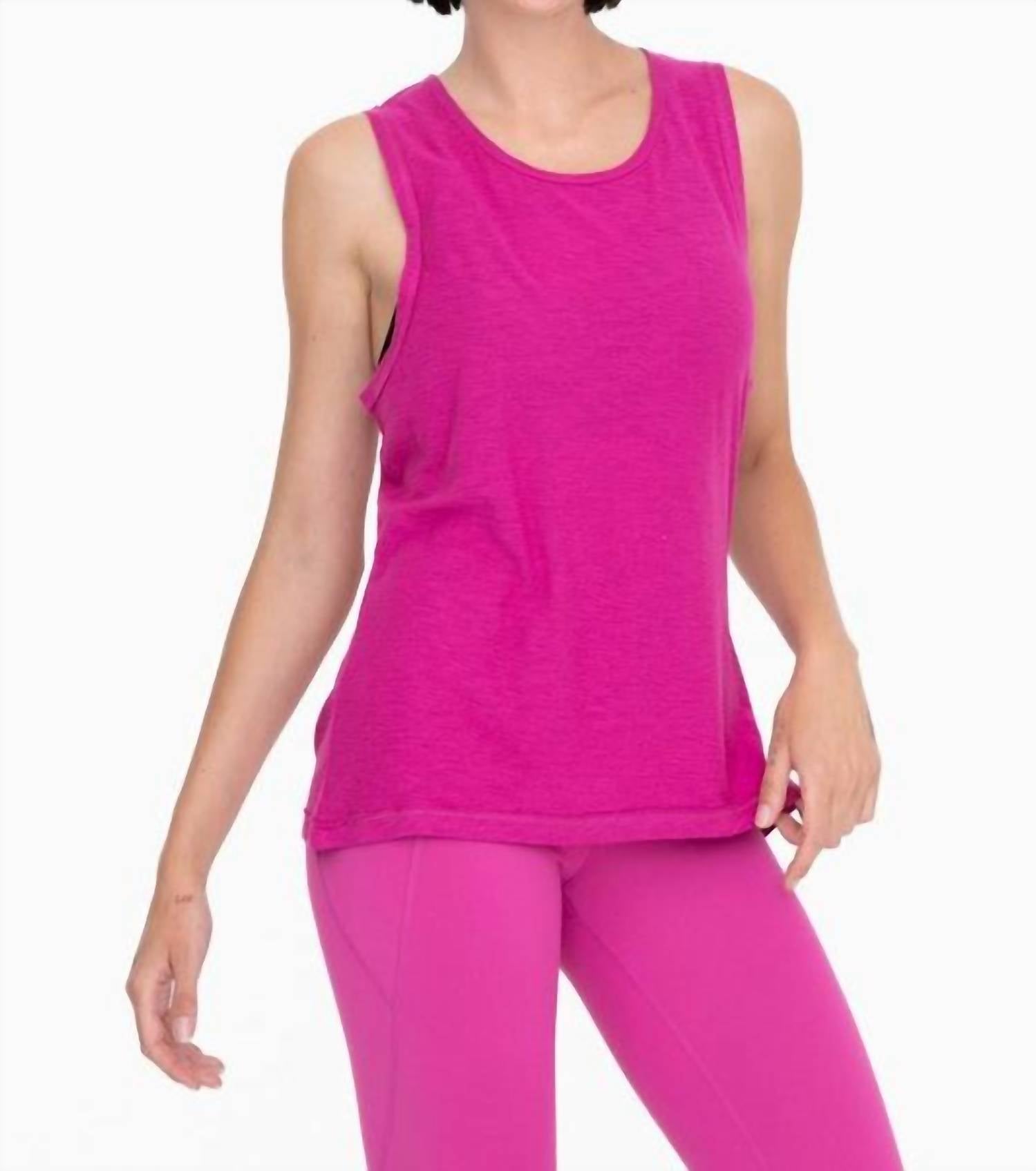 Mono B Boxy Fit Core Tank Top In Berry In Pink