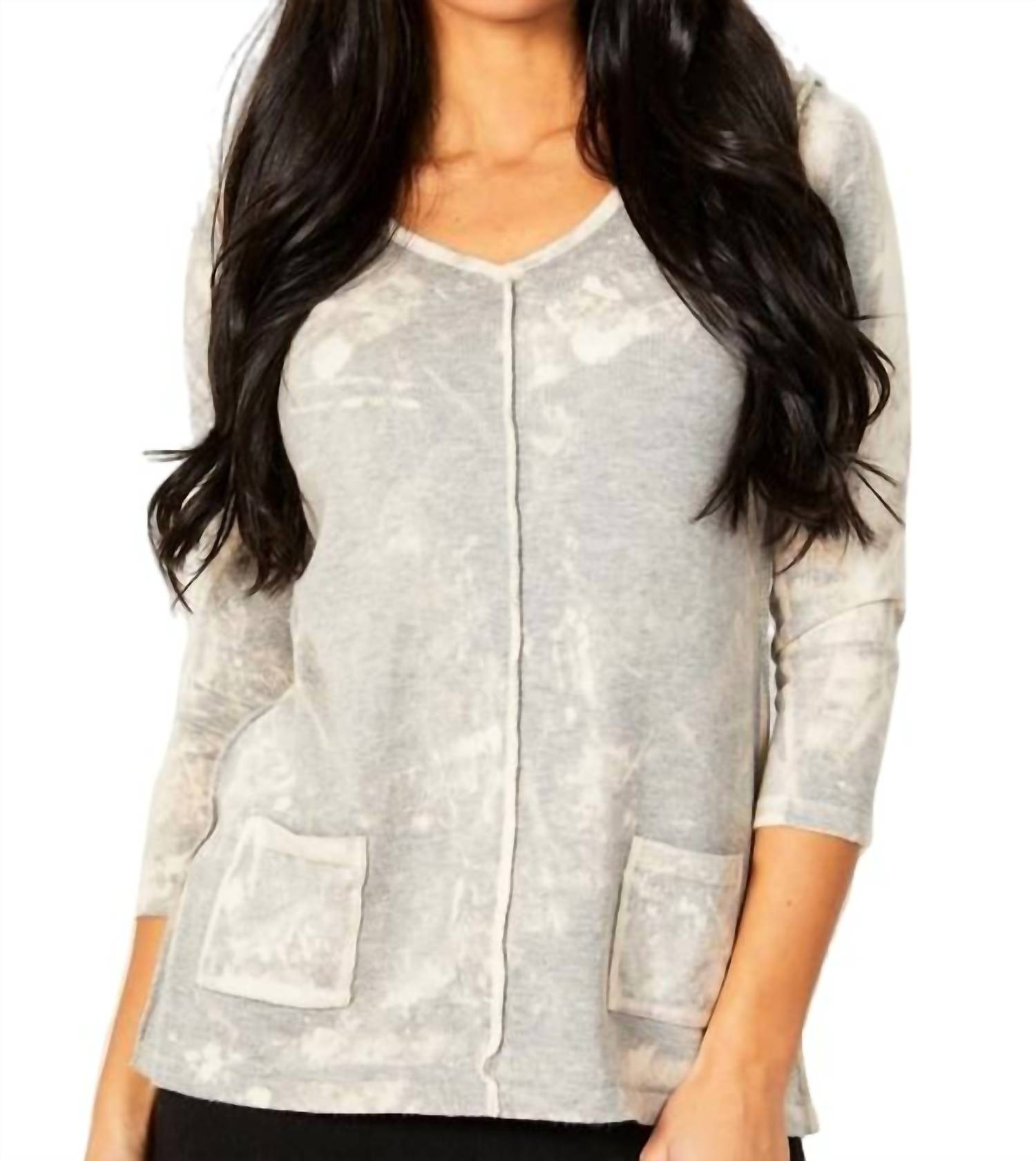 Shop Angel Bleach V-neck Pocket Tunic In Marble (a/s) In Silver