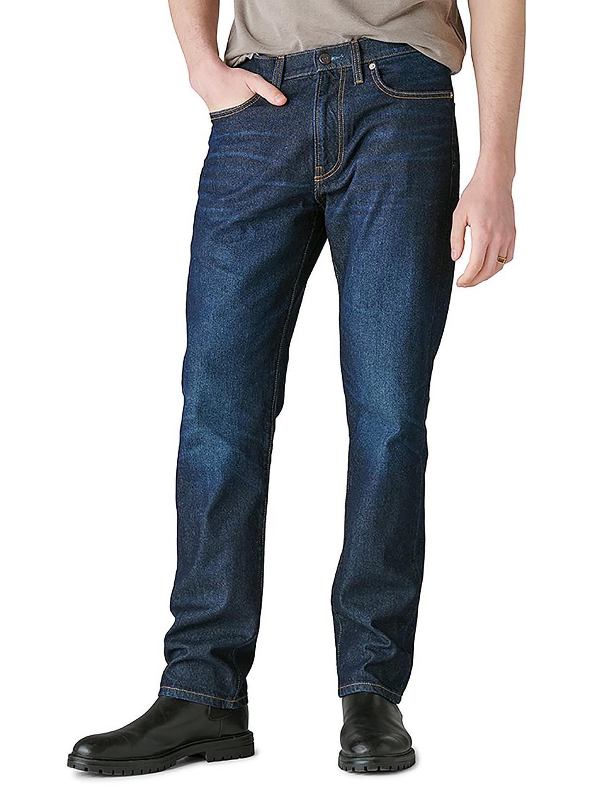 Lucky Brand Mens Dark Wash Athletic Straight Leg Jeans In Blue