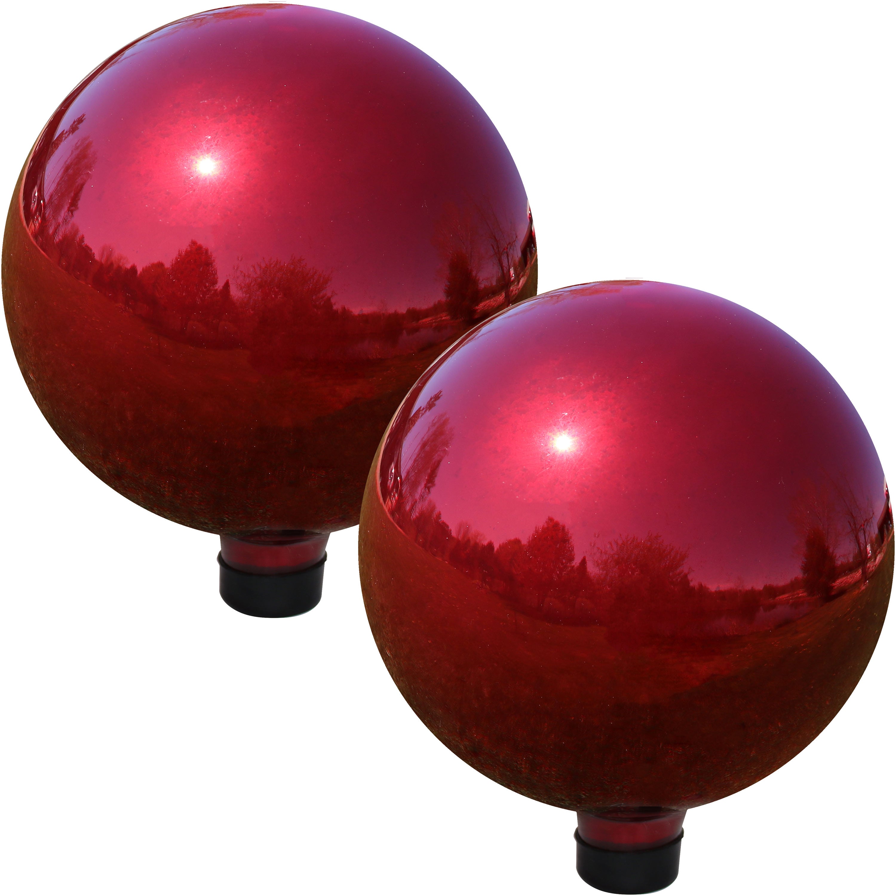 Sunnydaze Indoor/Outdoor Gazing Globe Glass Mirror Balls with Stainless Steel Finish - 10" Diameter - 2-Pack