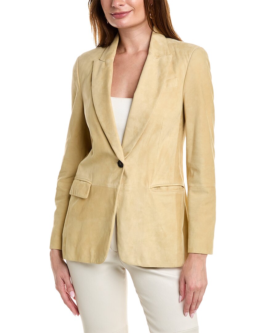 Brunello Cucinelli Leather Jacket In Neutral