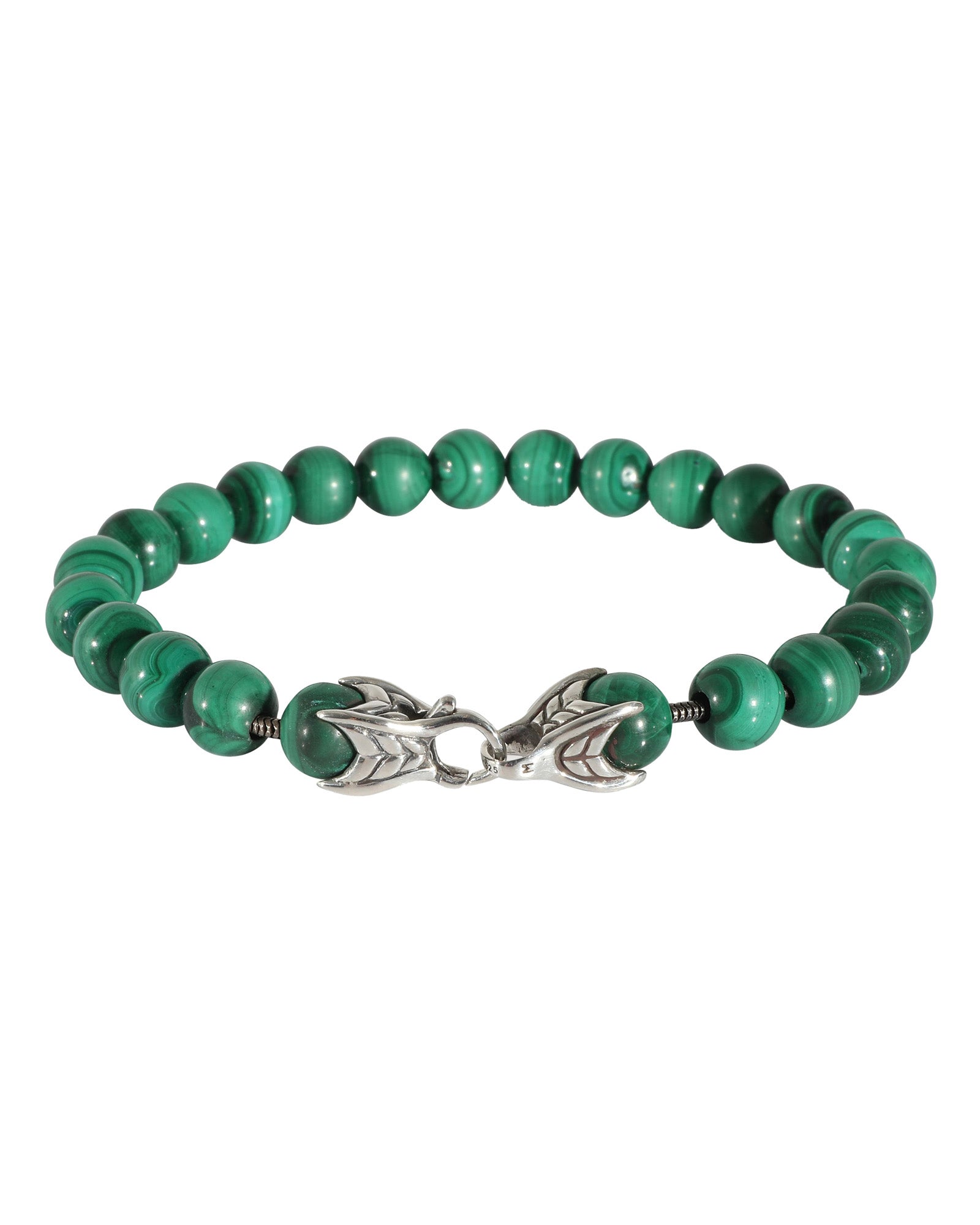 Shop David Yurman Spiritual Beads Malachite Bracelet In Sterling Silver In Green