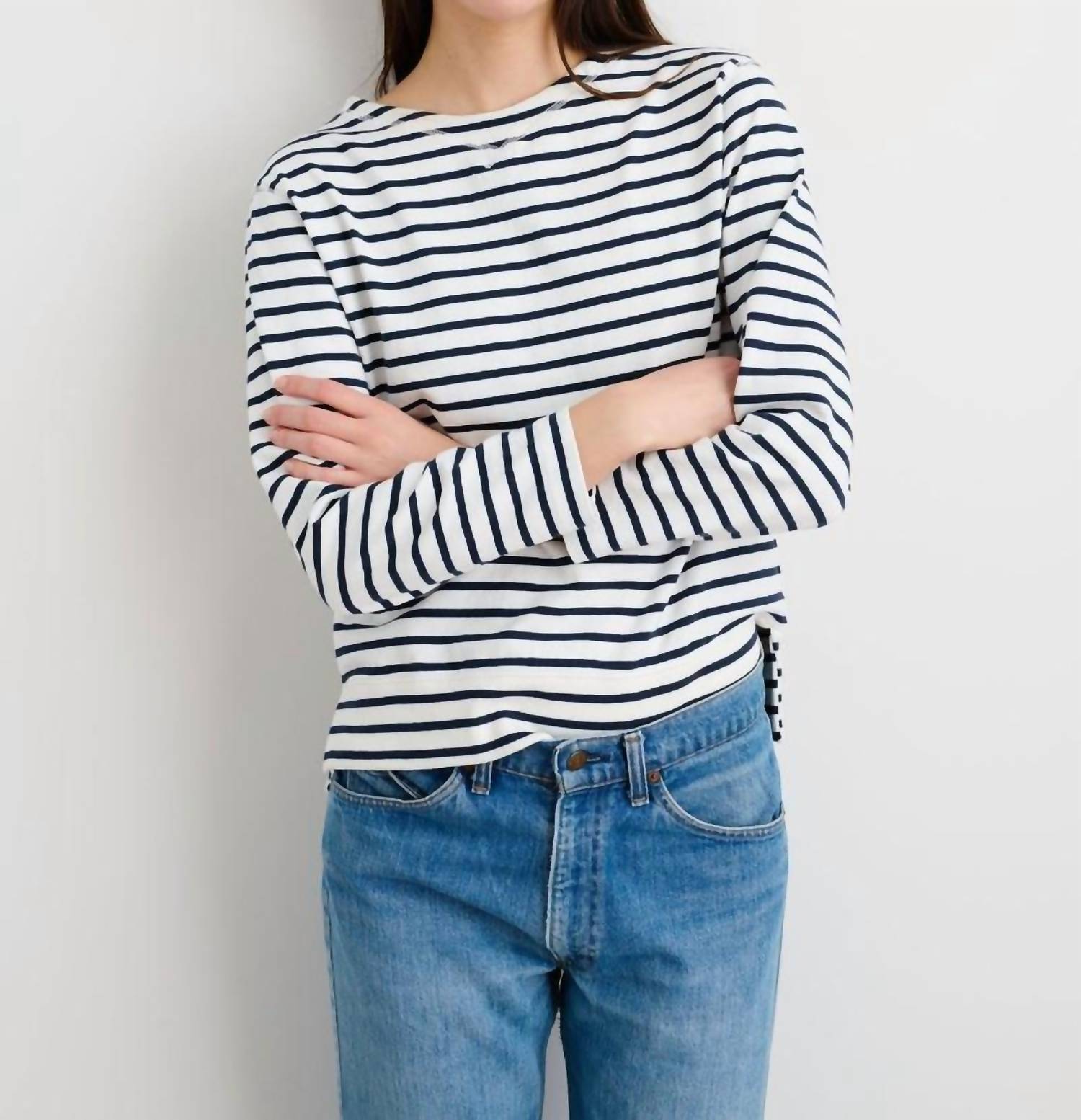 Alex Mill Lakeside Stripe Tee Top In Off White/navy In Blue