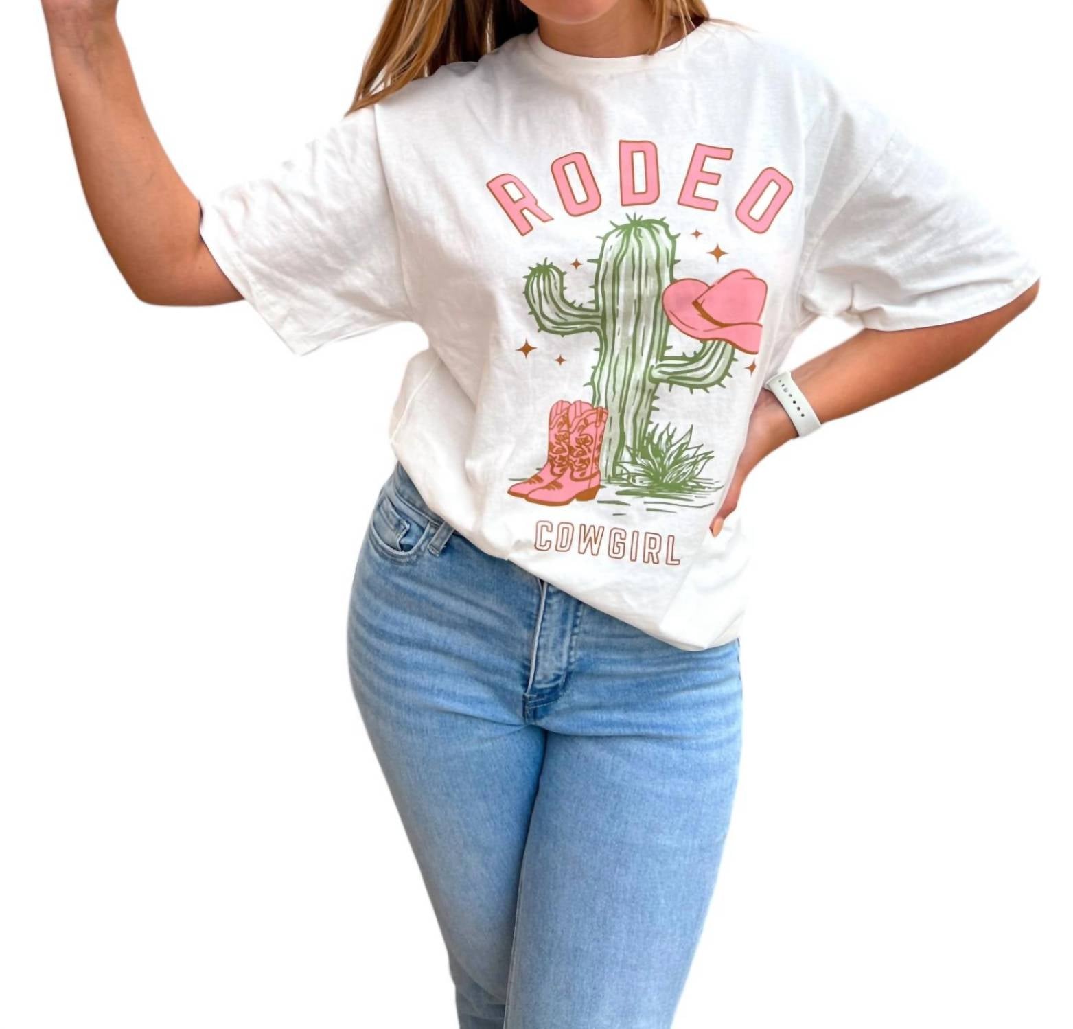 Shop Polagram Rodeo Cowgirl Cactus Graphic Tee In White