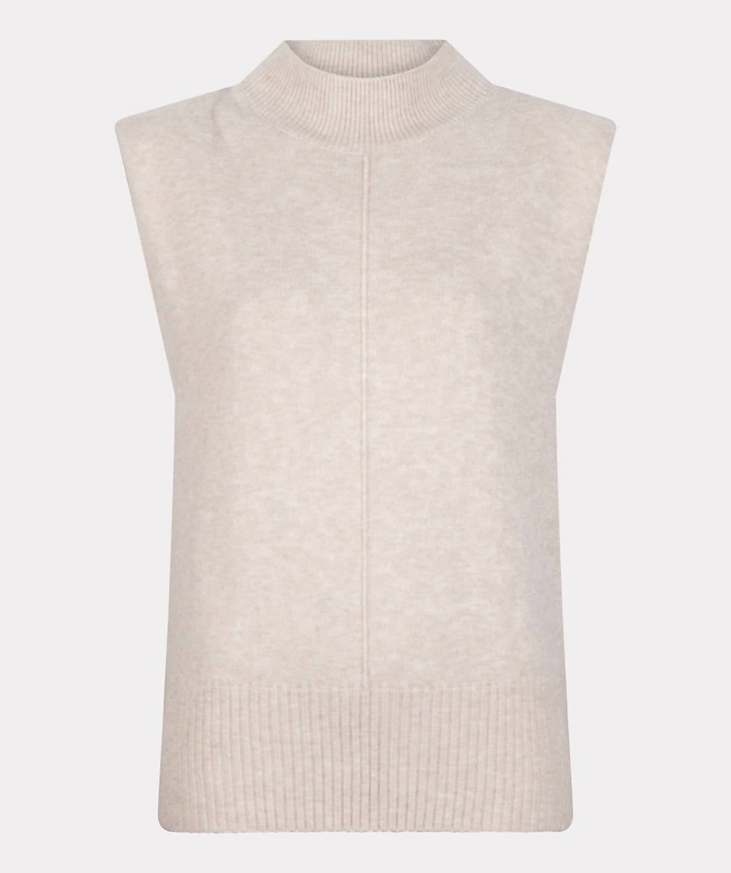 Shop Esqualo Sweater Sleeveless Col Shoulder Pads In Ivory In Beige