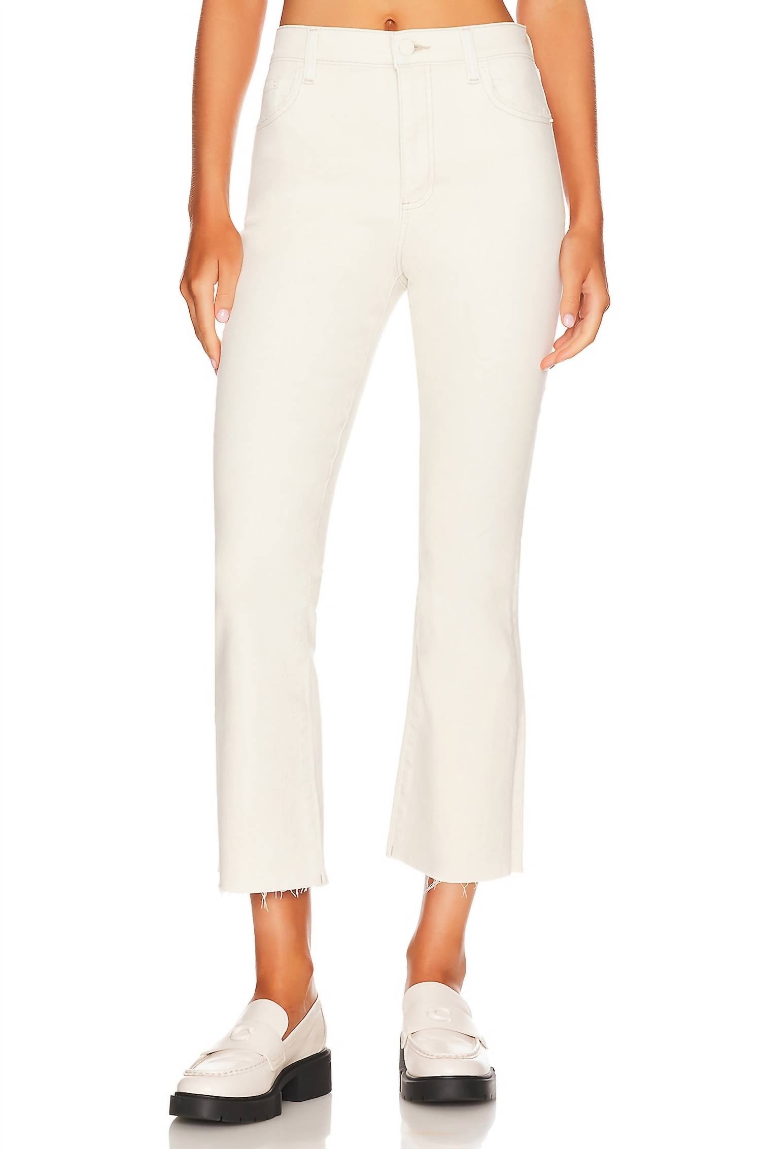 Pistola Lennon High Rise Crop Boot Cut Jeans In Sand Stone In White