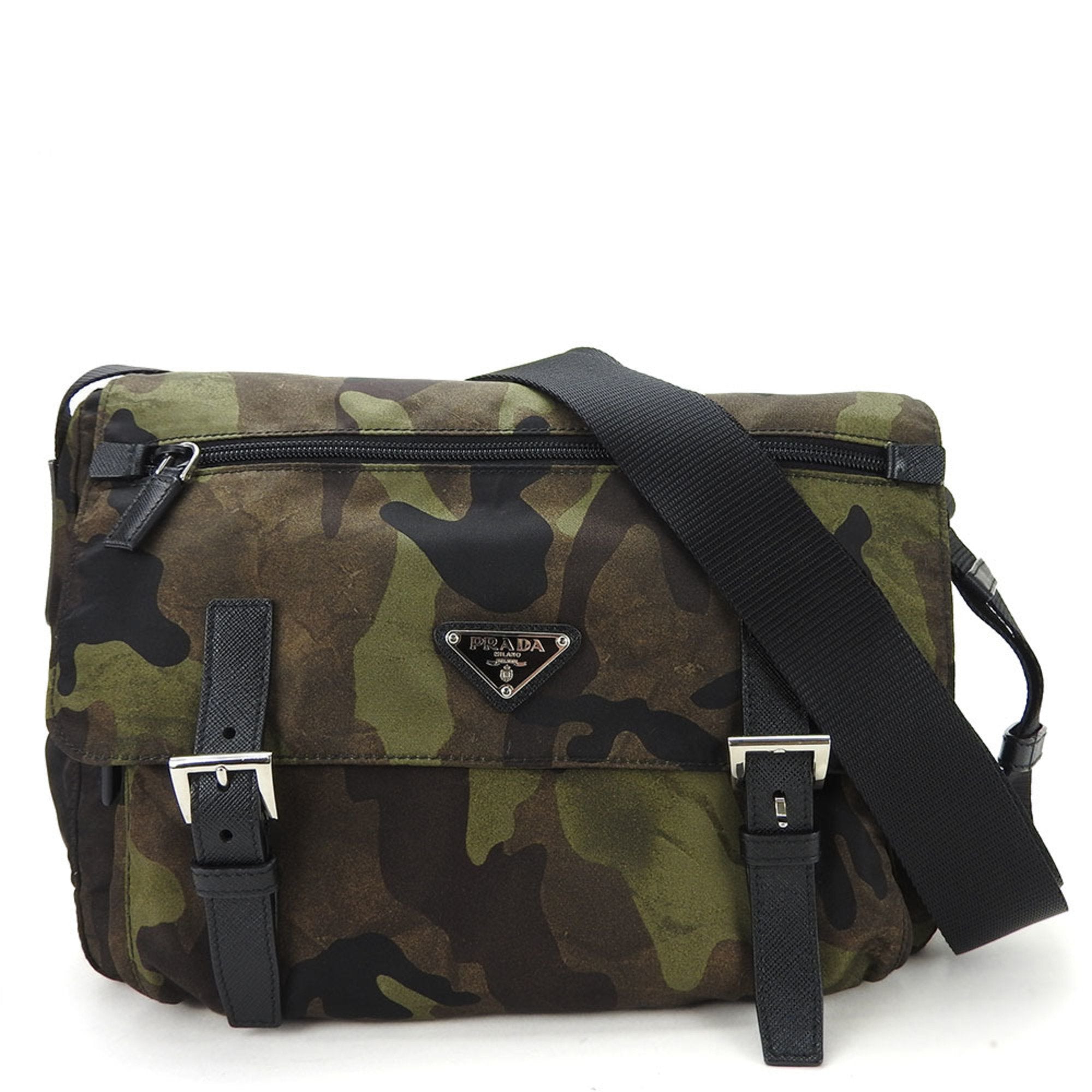 Shop Prada Messenger Synthetic Shoulder Bag () In Green