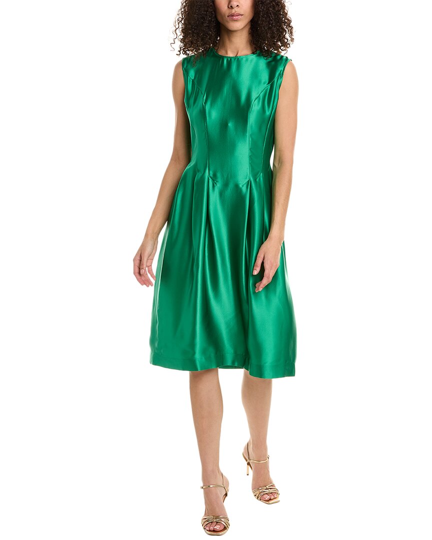 Shop Frances Valentine Florencia Silk A-line Dress In Green