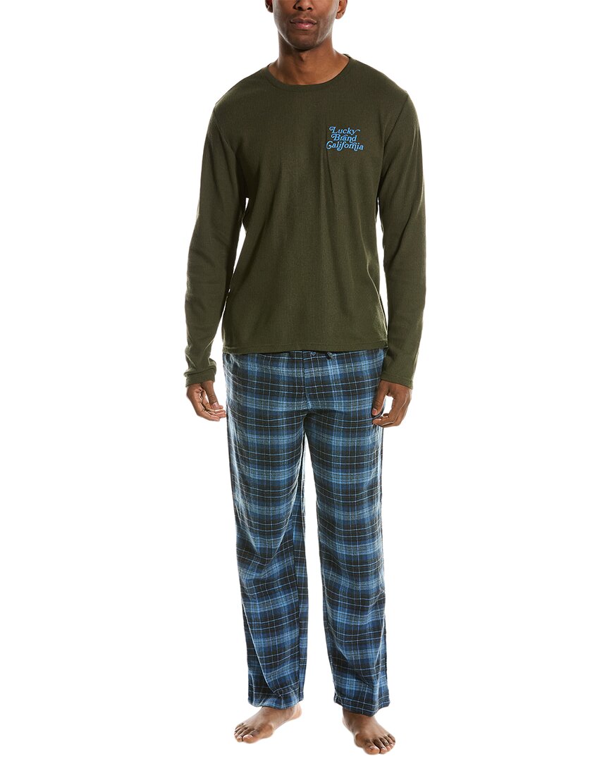 Lucky Brand Thermal Pajama Gift Set In Blue