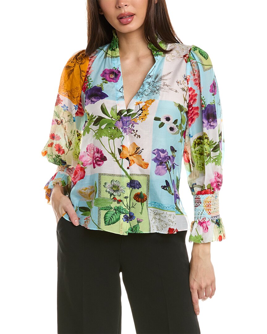 Shop Alice And Olivia Ilan Silk-blend Blouse In Multi
