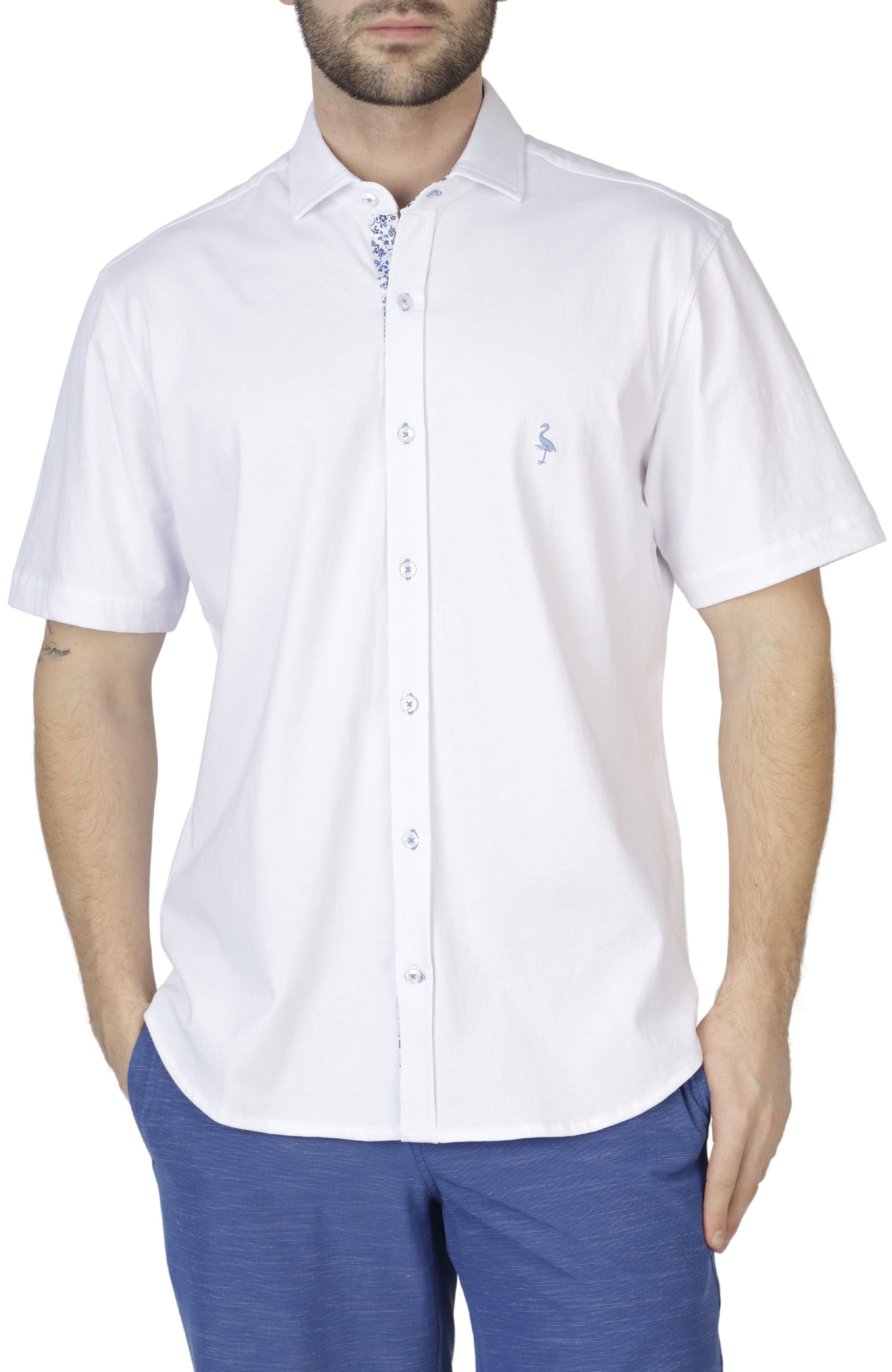 Shop Tailorbyrd Solid Short Sleeve Getaway Shirt In White
