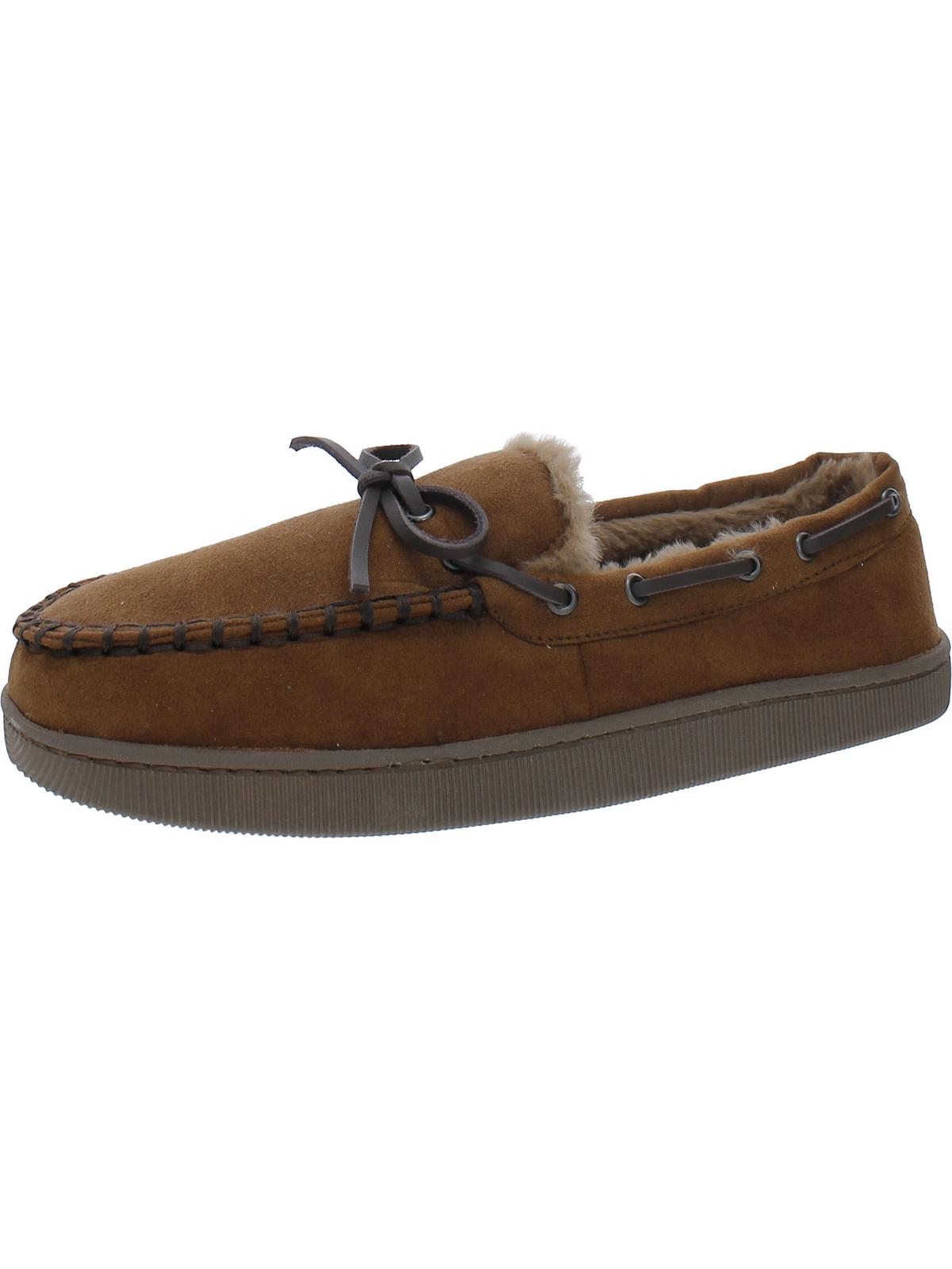 Shop Club Room Mens Faux Fur Driving Moccasins In Brown