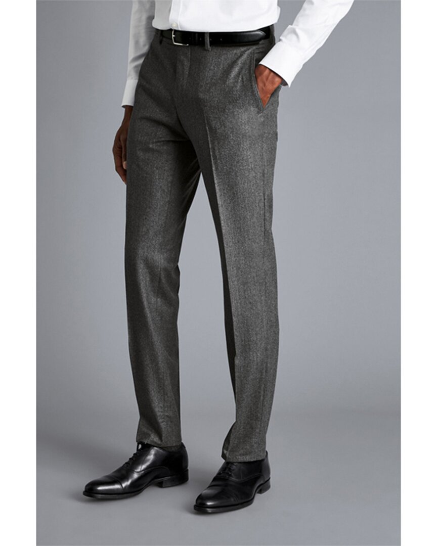 Charles Tyrwhitt Slim Fit Italian Wool Flannel Trouser In Grey