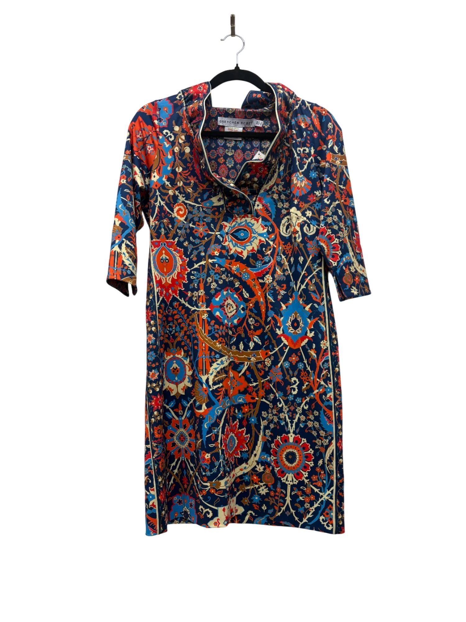 Gretchen Scott Ruffneck Dress In Navy In Multi