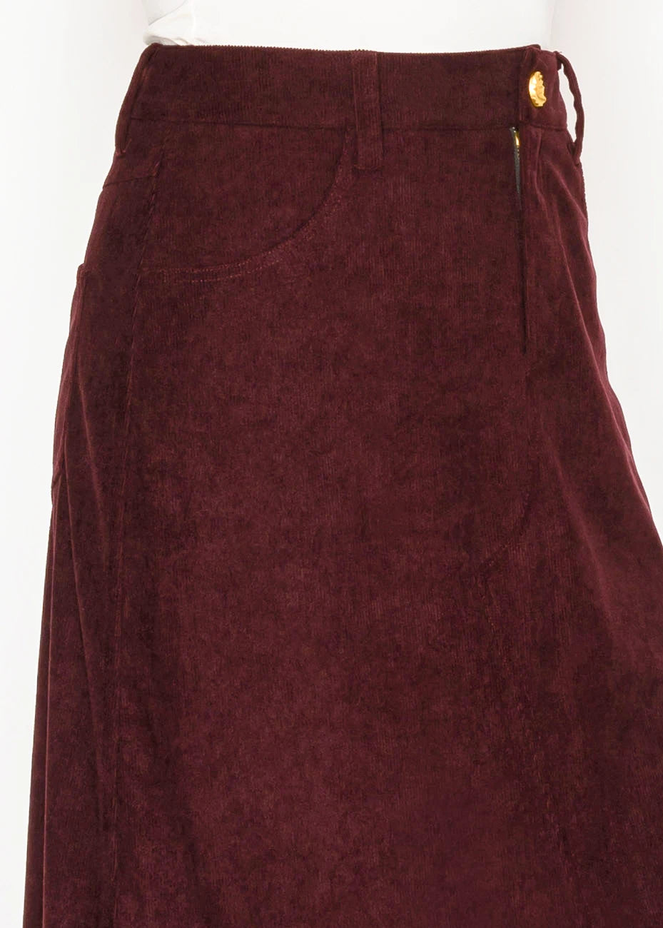 Burgundy Midi Skirt