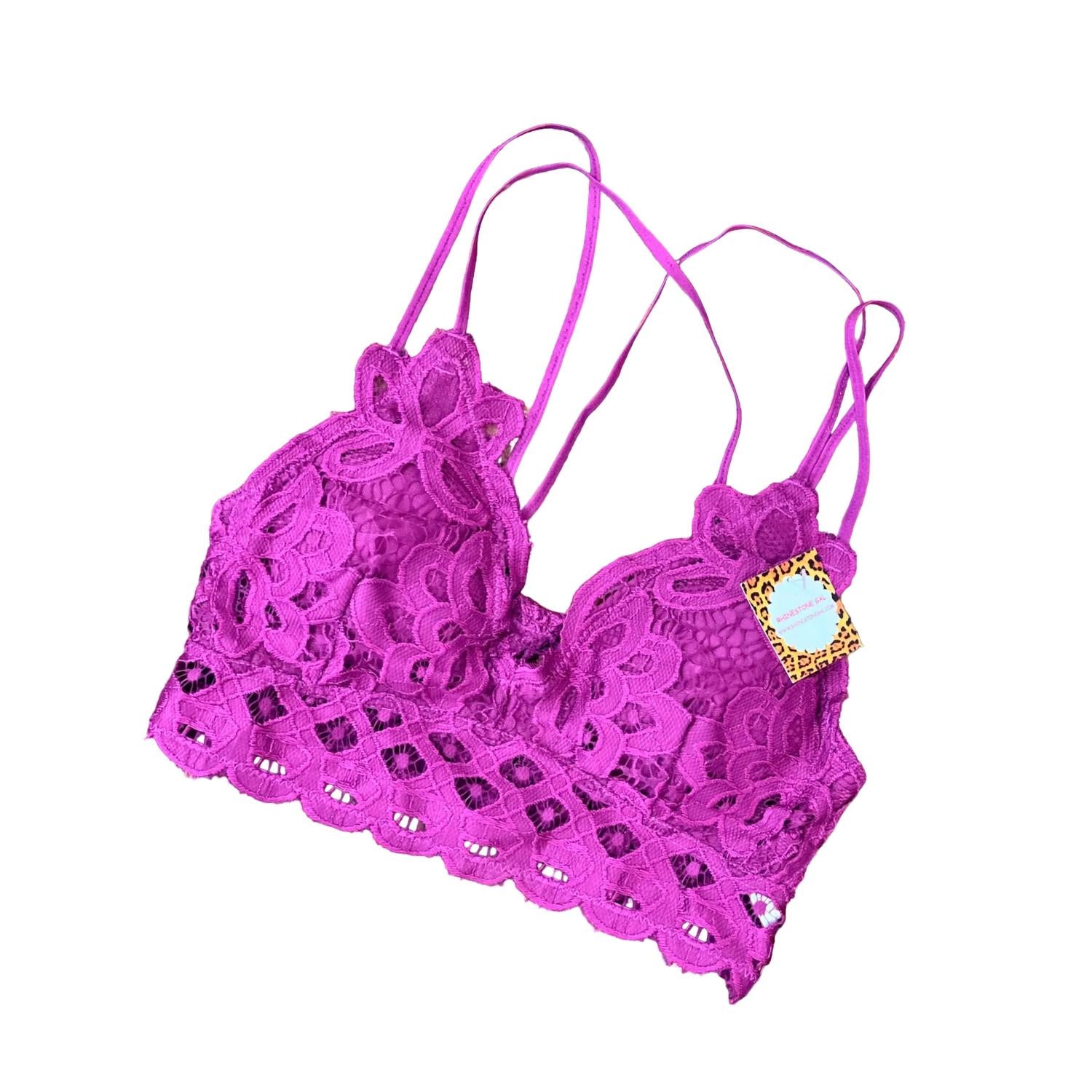 Anemone Women's Lace Bralette In Violet Plum In Pink