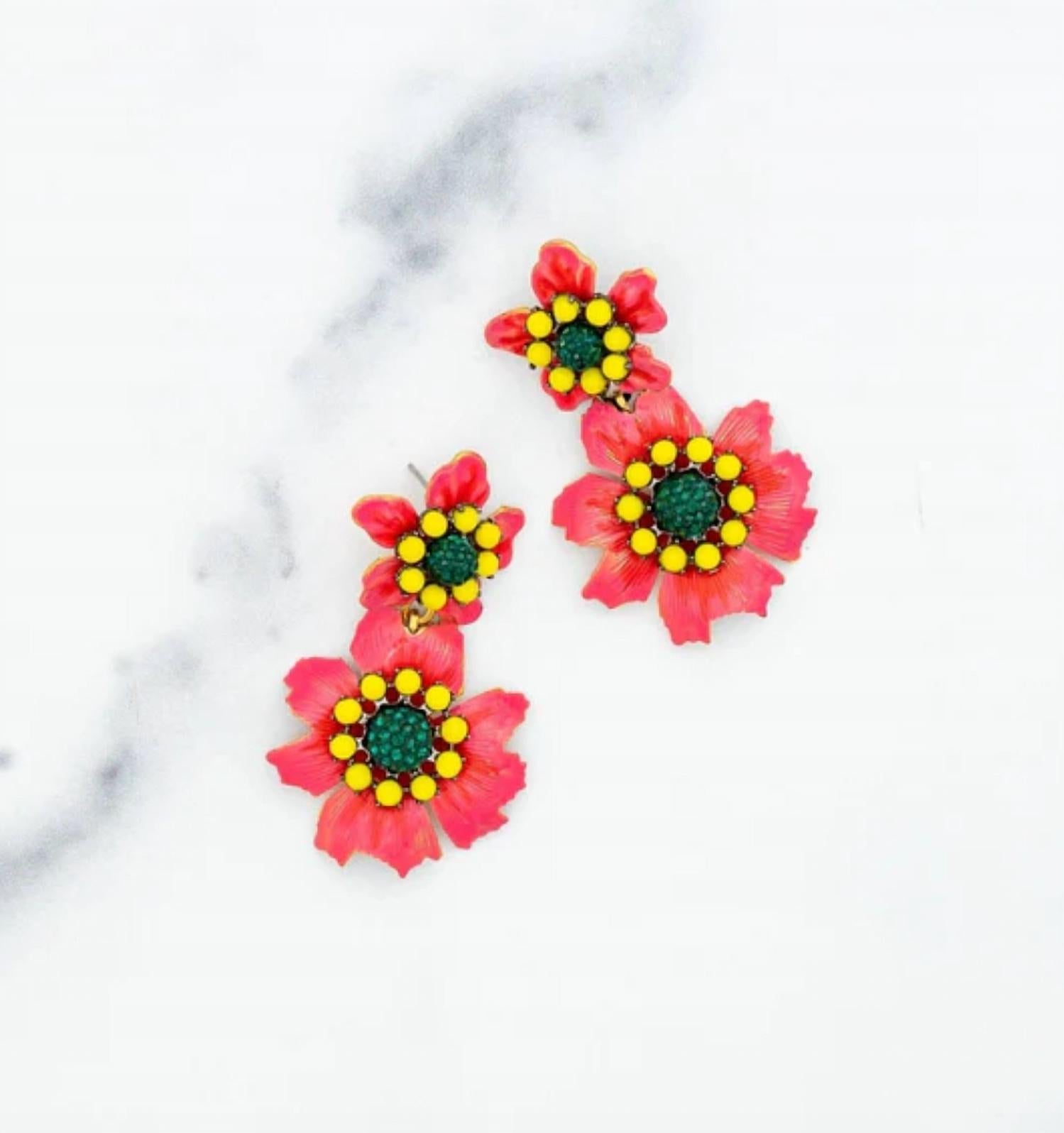 Elizabeth Cole Susan Earrings In Pink In Red