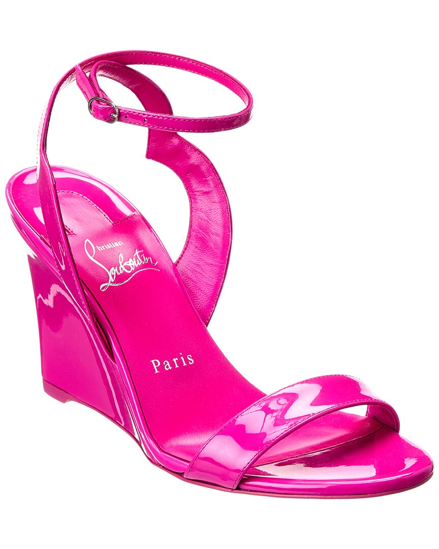 Christian Louboutin Zeppa Chick 85 Patent Wedge Sandal In Pink