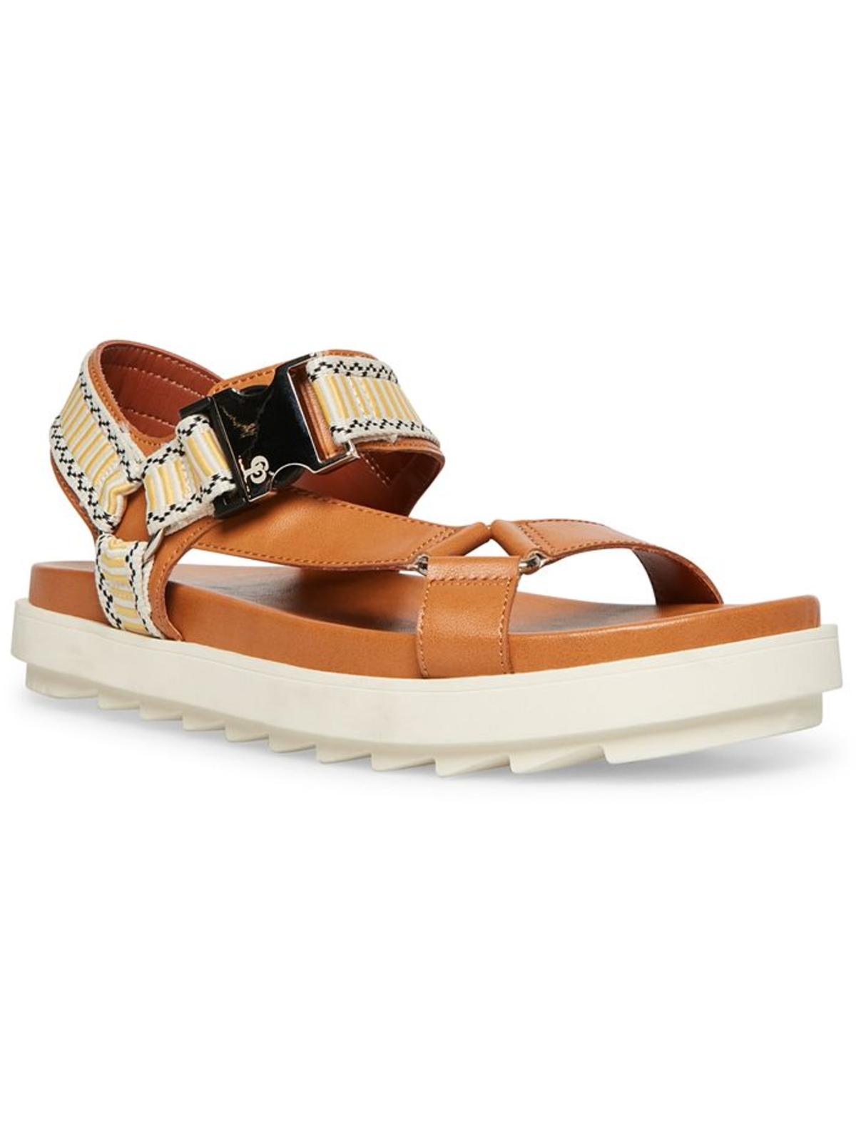 Shop Cool Planet By Steve Madden Astridd Womens Faux Leather Ankle Strap Footbed Sandals In Brown
