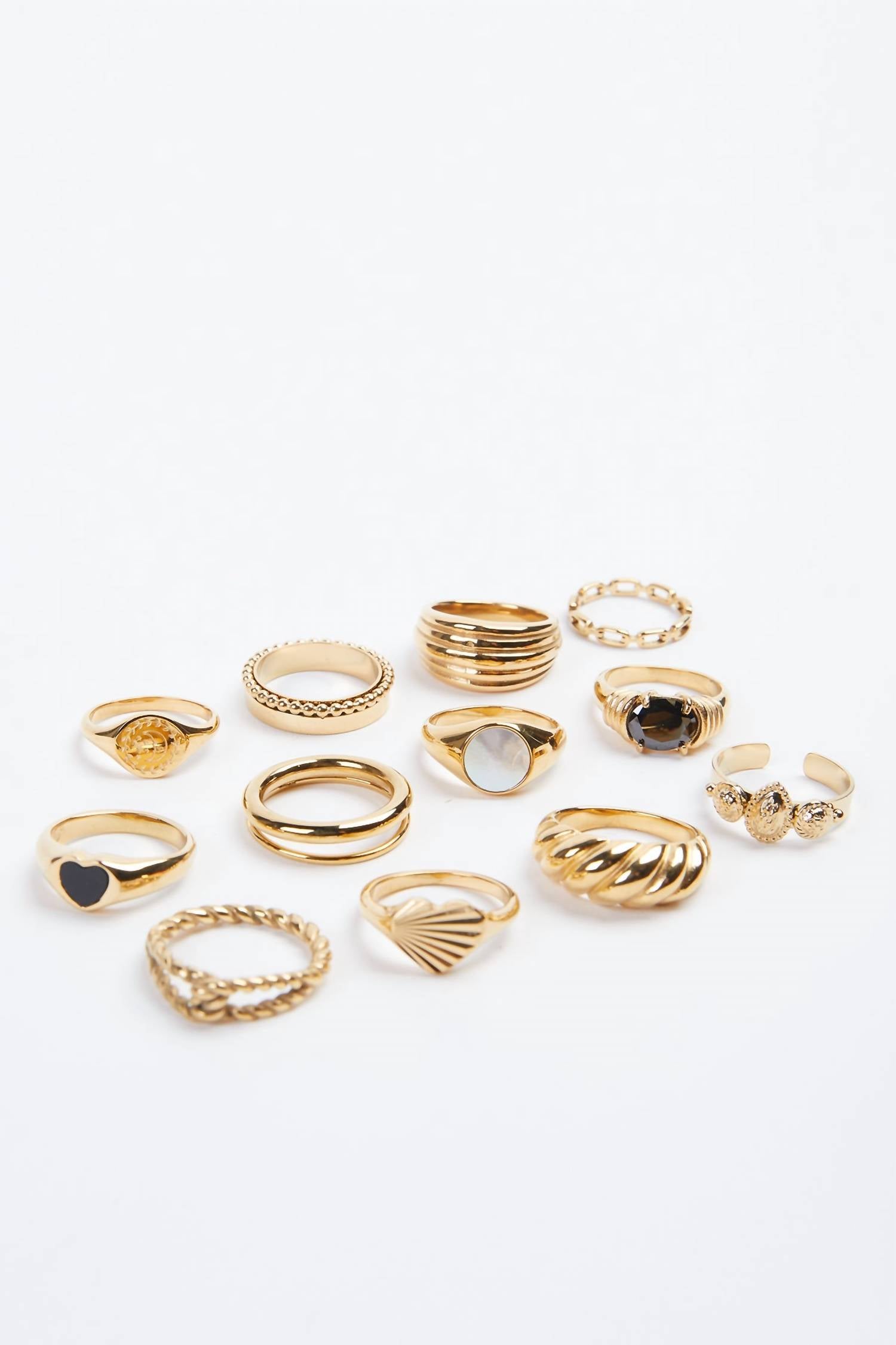 Shop Bazou Retro Ring Set In Gold In Silver