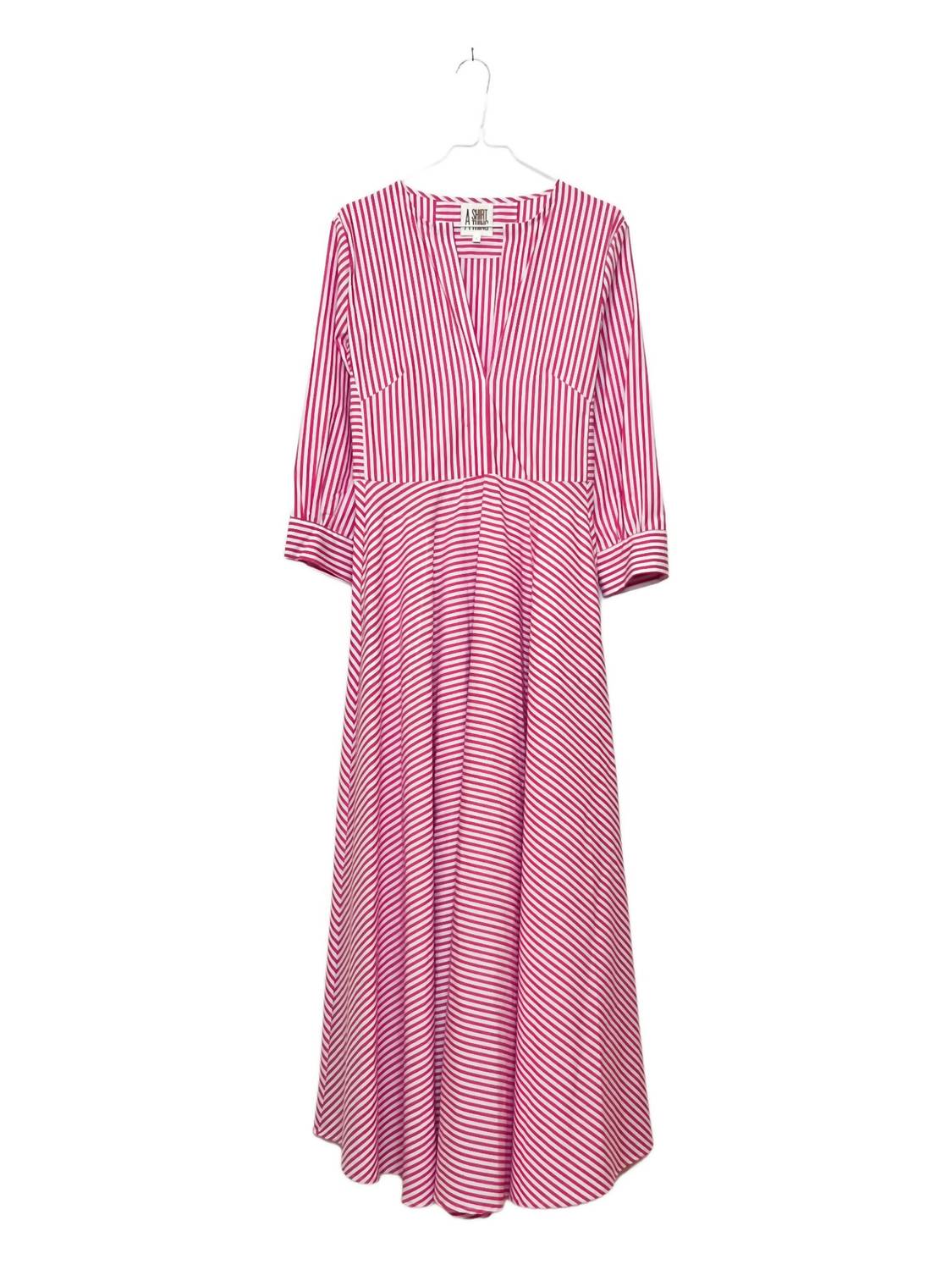 Shop A Shirt Thing Sofia Yd Stripe Dress In Grapefruit In Pink