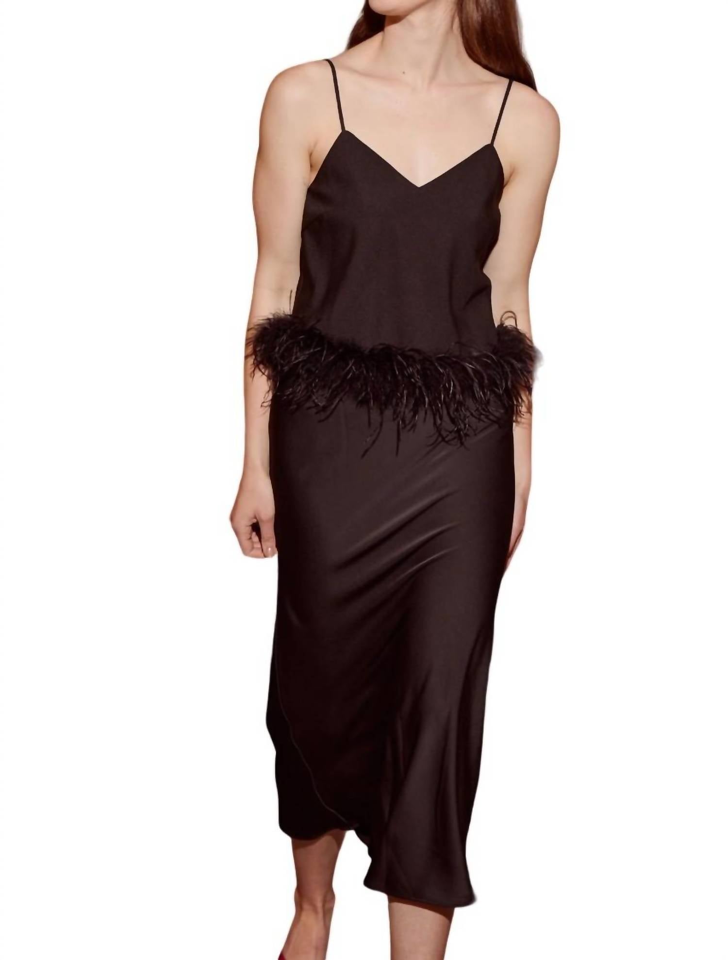 Shop Lucy Paris Cyra Feather Tank In Black