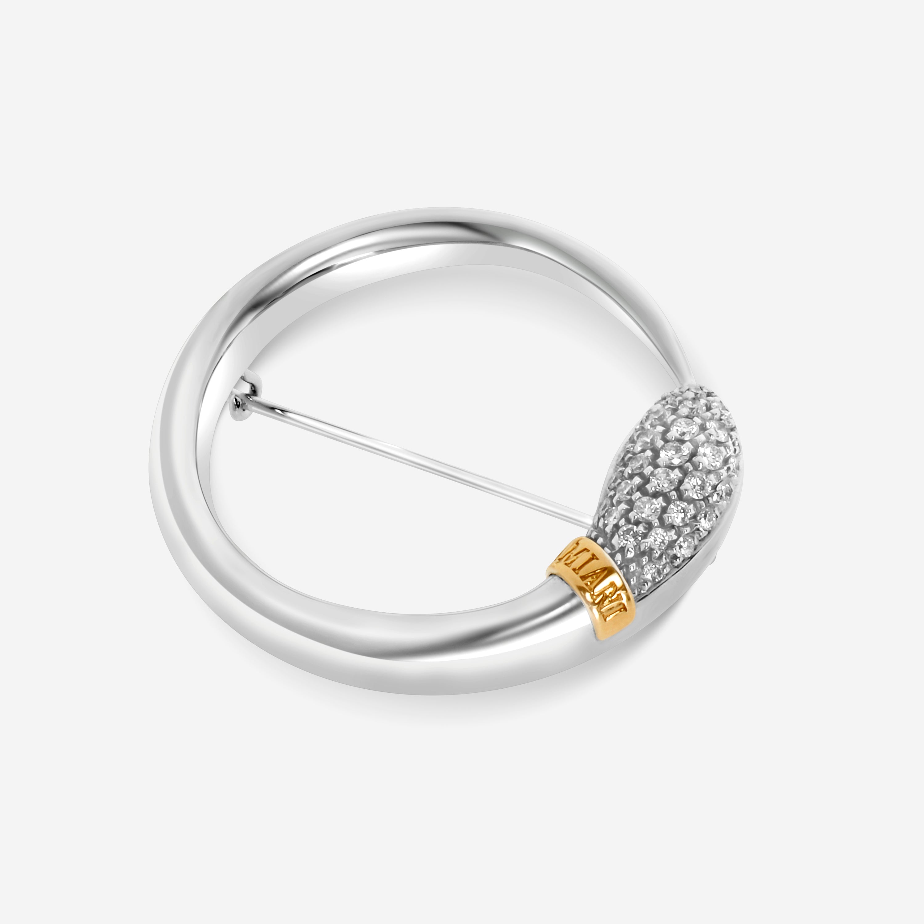 Damiani 18k Gold And 18k Rose Gold, Diamond Pendant Brooch In White
