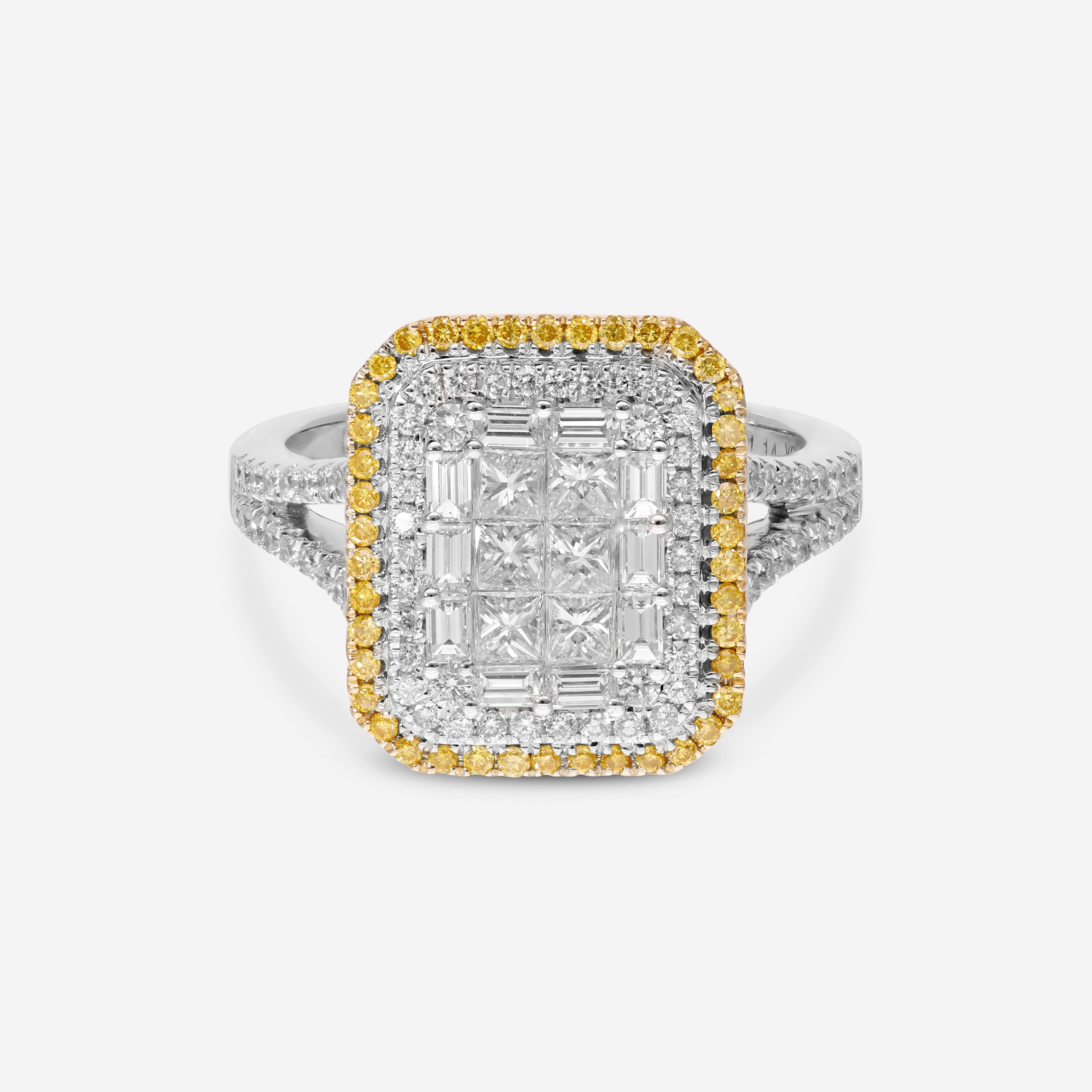 Gregg Ruth 14kand Yellow Gold,diamond 1.15ct. Tw. And Fancy Yellow Diamond Engagement Ring In Metallic