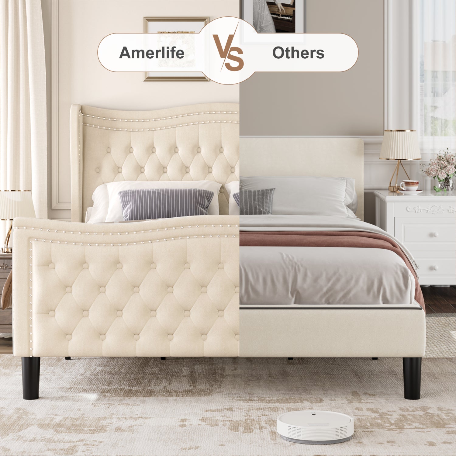 Streamdale LIFT UP VELVET BEIGE KING SIZE BED