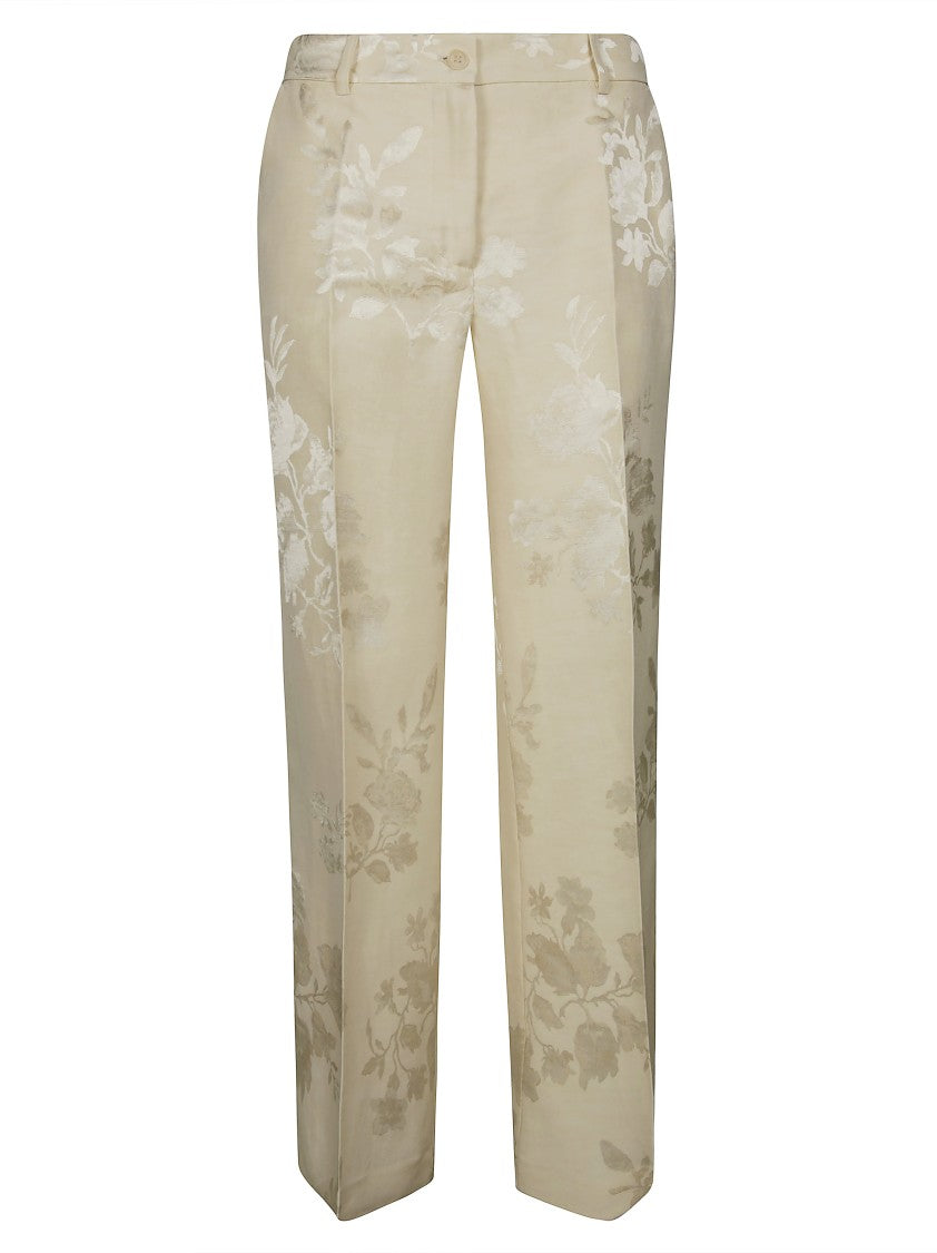 P.a.r.o.s.h Straight-leg Trousers With Delicate Floral Pattern In Neutral