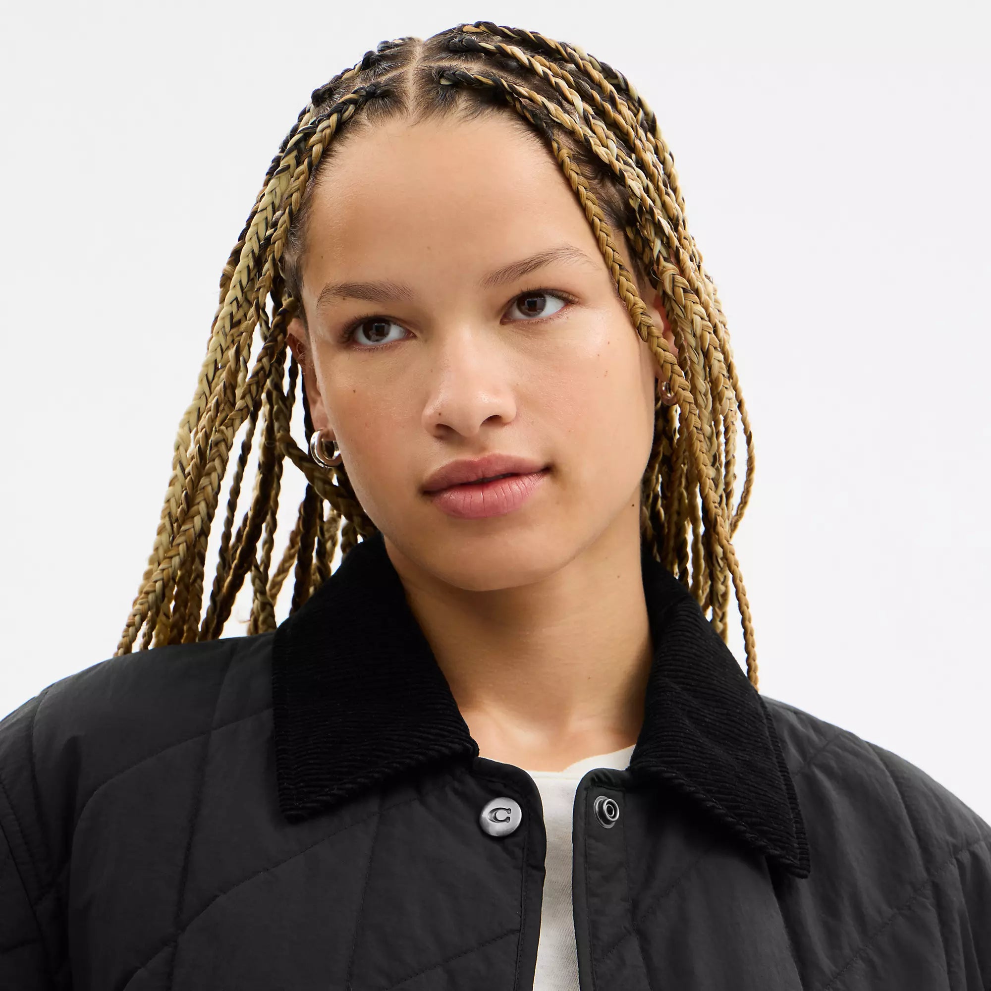 Coach Outlet Quilted Jacket With Corduroy Collar