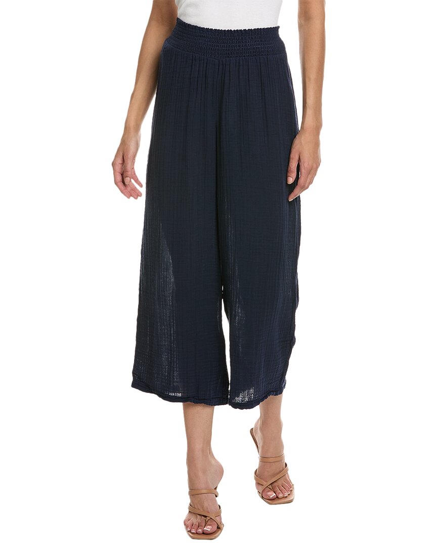 Shop Michael Stars Medina Smocked Waist Cropped Pant In Blue