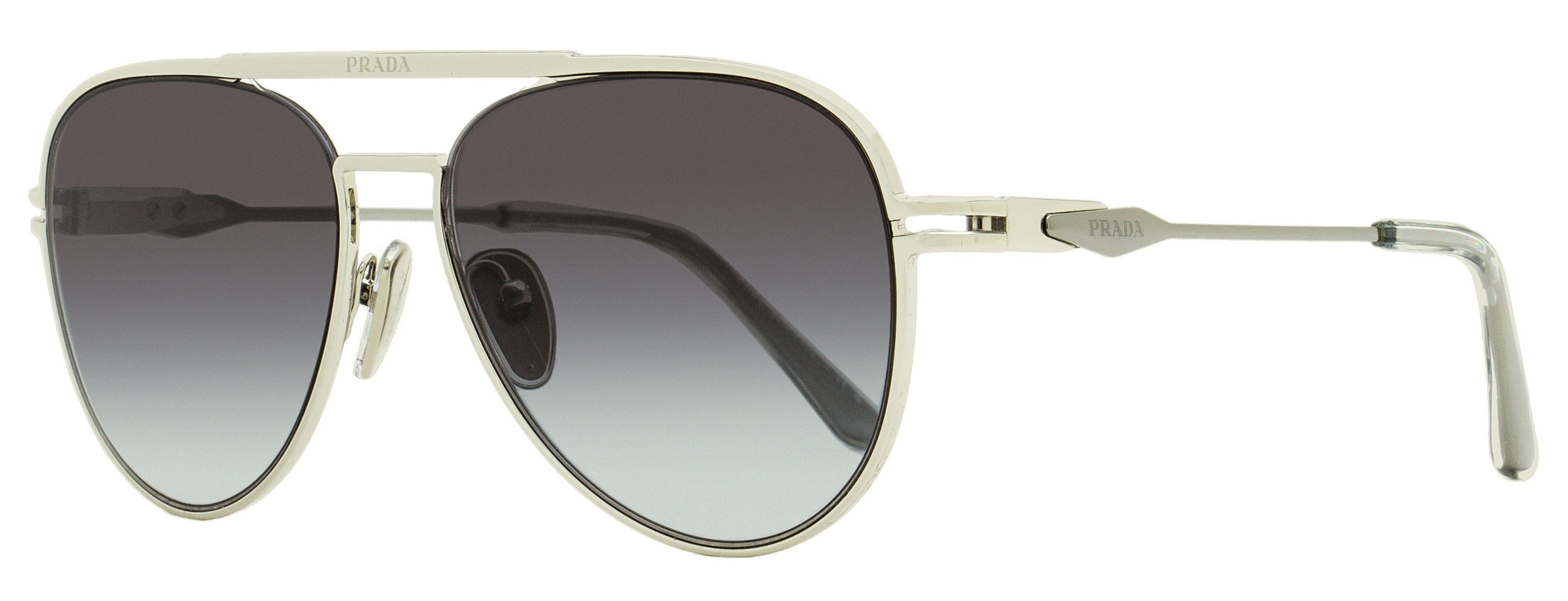 Prada Men's Pilot Sunglasses Spr54z 1bc09s Silver 57mm In White