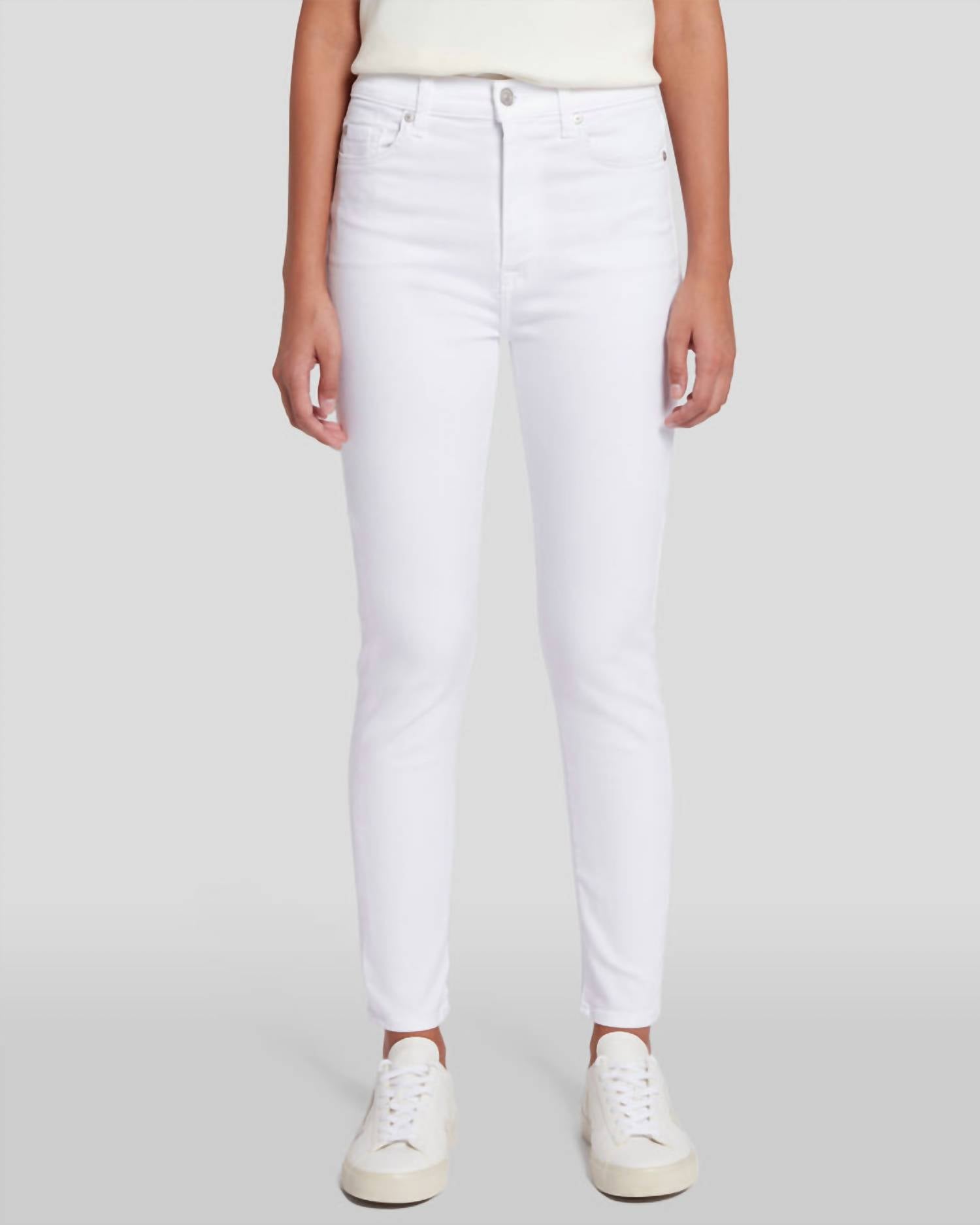Shop 7 For All Mankind High Waist Ankle Skinny Jeans In Clean White