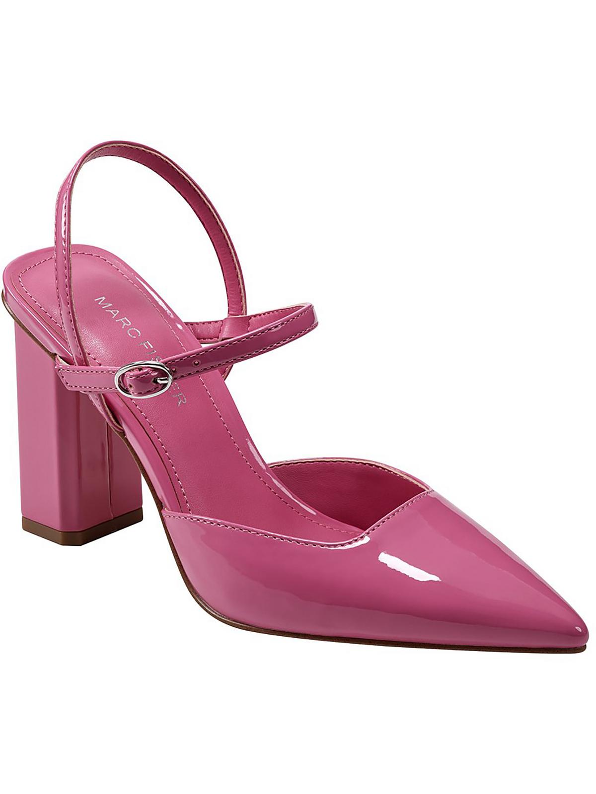 Shop Marc Fisher Doster 2 Womens Faux Leaher Ankle Strap Block Heels In Pink